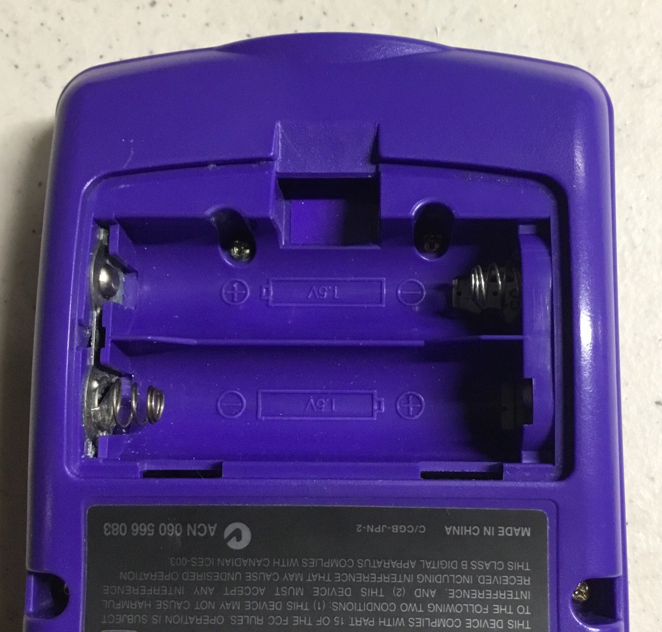1998 NINTENDO Gameboy Color CGB-001 Purple Handheld Console Case + Frogger Game