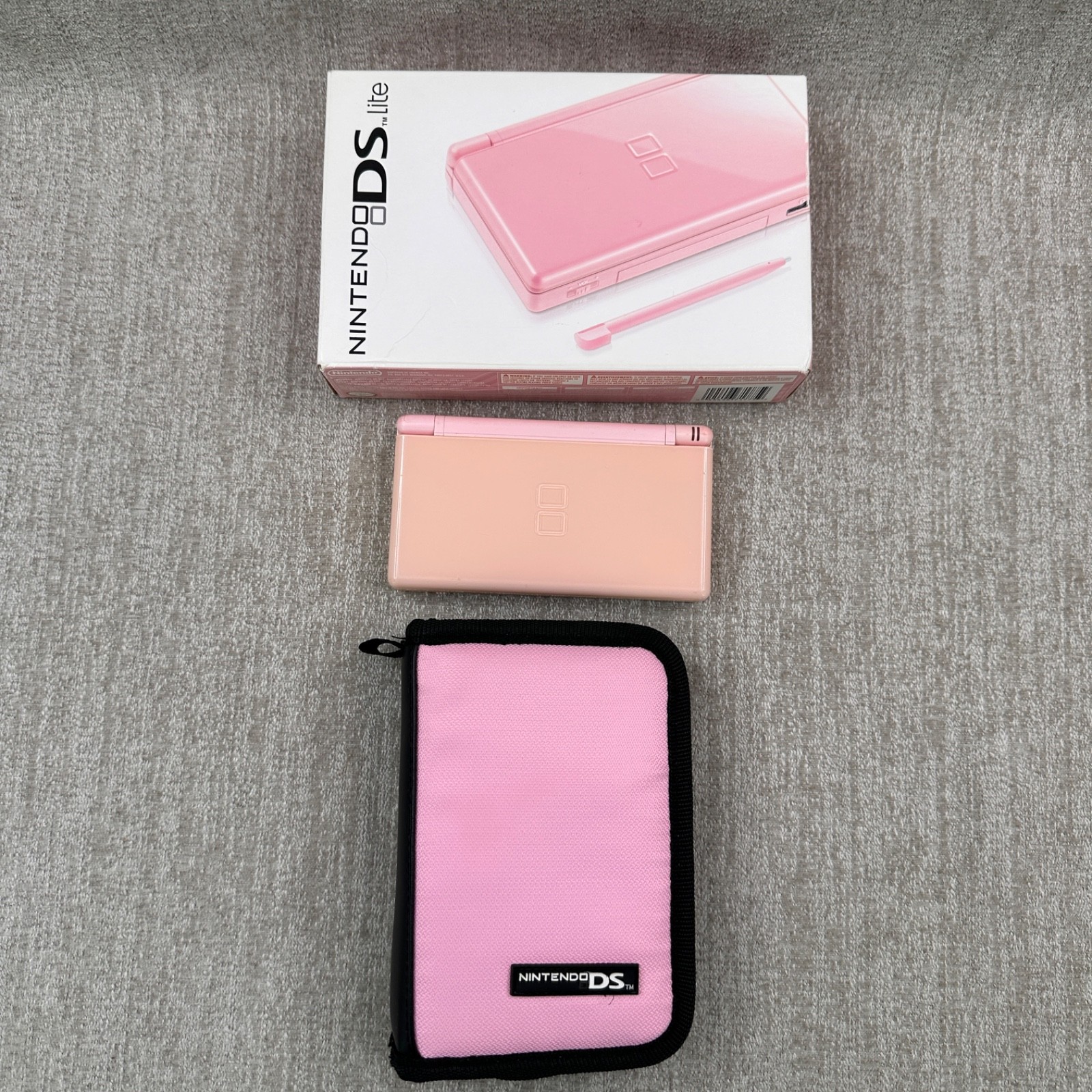 All OEM Nintendo DS Lite PINK With Box, Case, Charger, Manuals Tested Working
