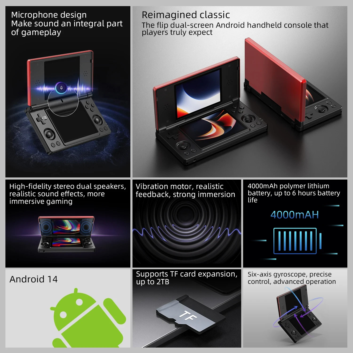 RG DS Foldable Handheld Game Console RK3568 Anbernic RG DS Android 14 System Two