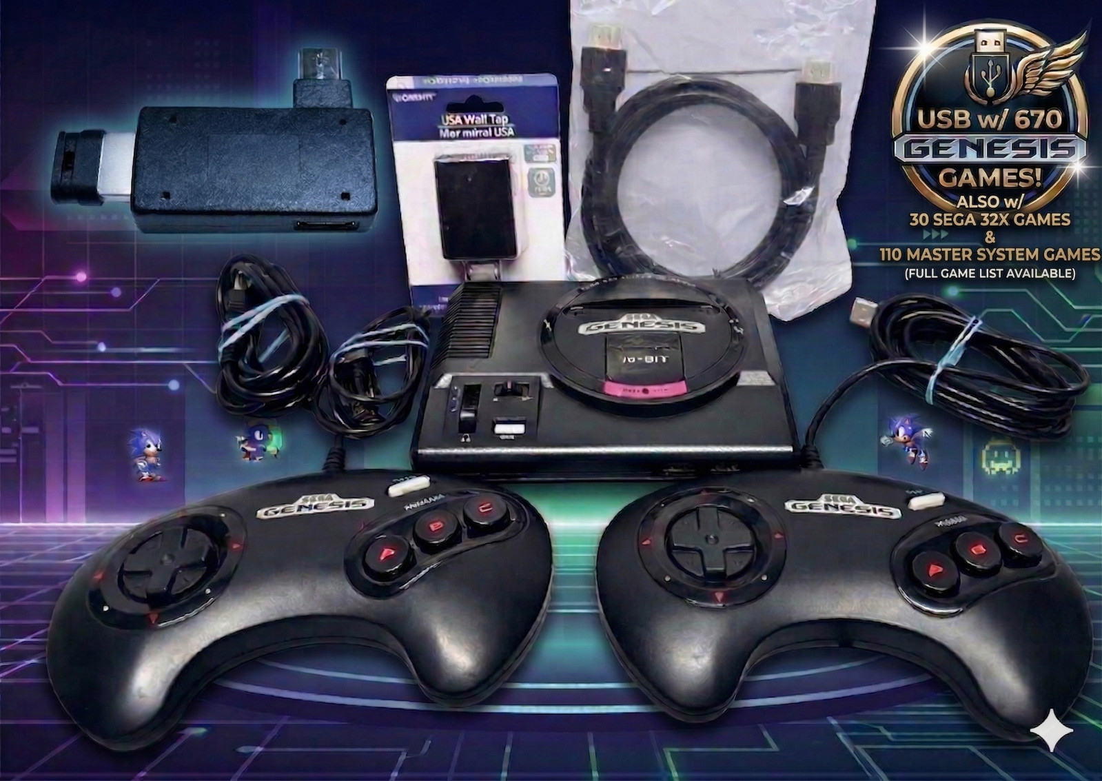 Sega Genesis Mini w/ 810 Games 32x & Genesis Console Bundle MK-16000 OEM