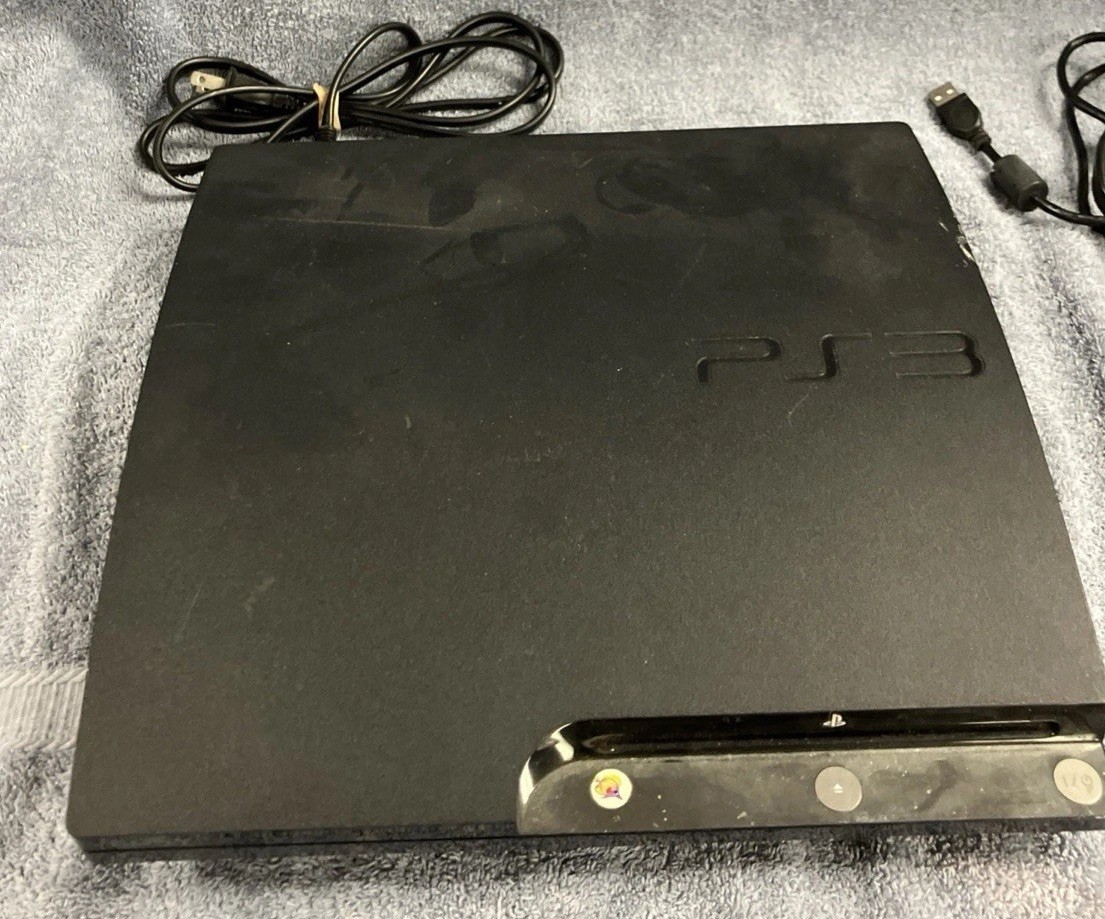 Sony PS3 PlayStation 3 Slim Edition Charcoal Black Console with Cables