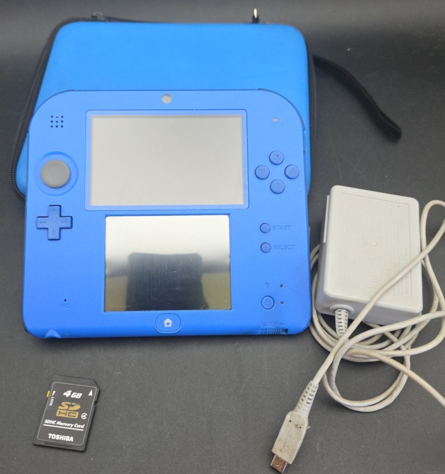 Nintendo 2DS Red Black Handheld System Wi-Fi with Charger, Case And Mario 2