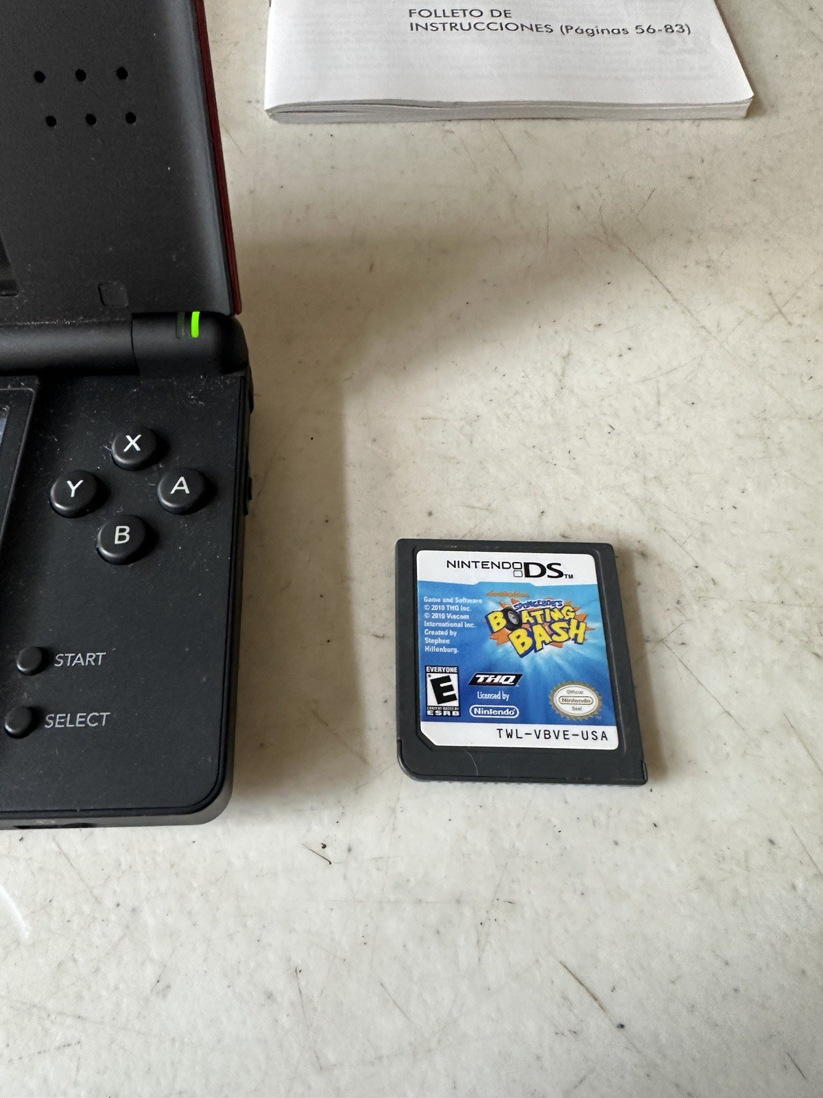 Nintendo DS Lite Red Black Handheld System Console USG-001 + 3 Games Complete