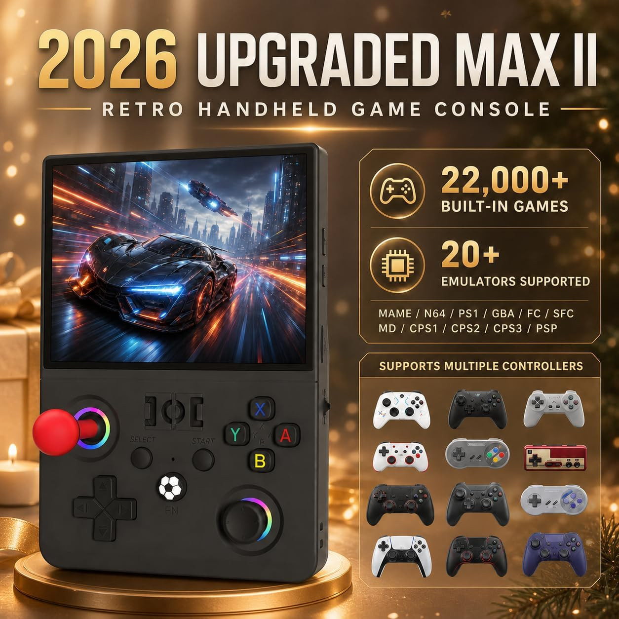 R36MAX II Retro Handheld Game Console, 4.5-Inch 1024X768 IPS Screen, 128GB 22000