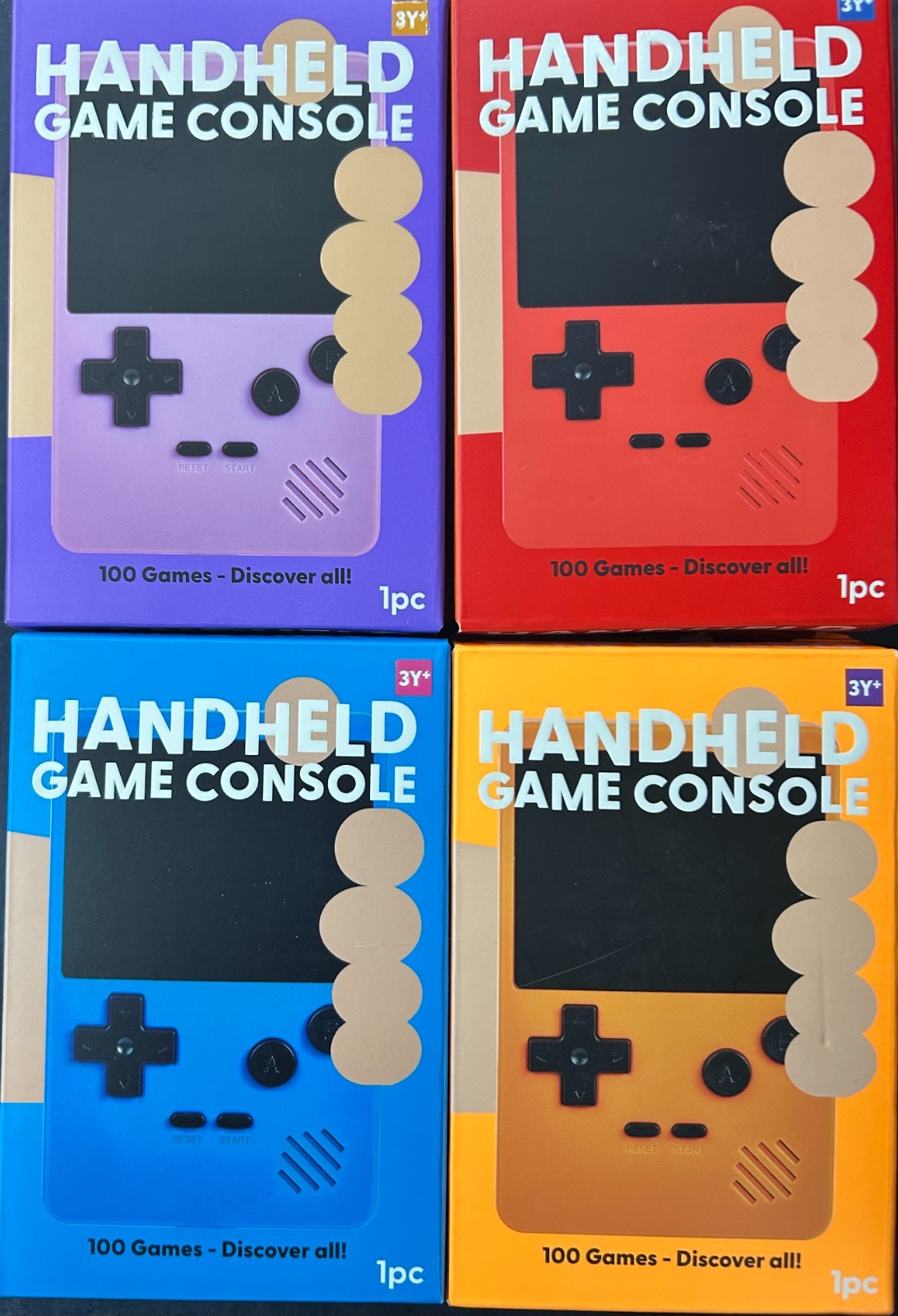 4 of Classic Handheld Game Console 100 Games Red/Blue/Purple/Orange NEW 🚚✅