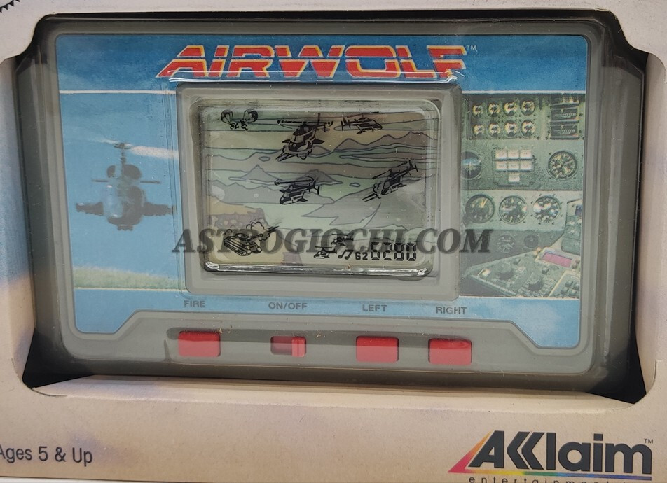AIRWOLF AKKLAIM HANDHELD LCD GAME WATCH VINTAGE 1988 WORKING IN BOX VERY RARE