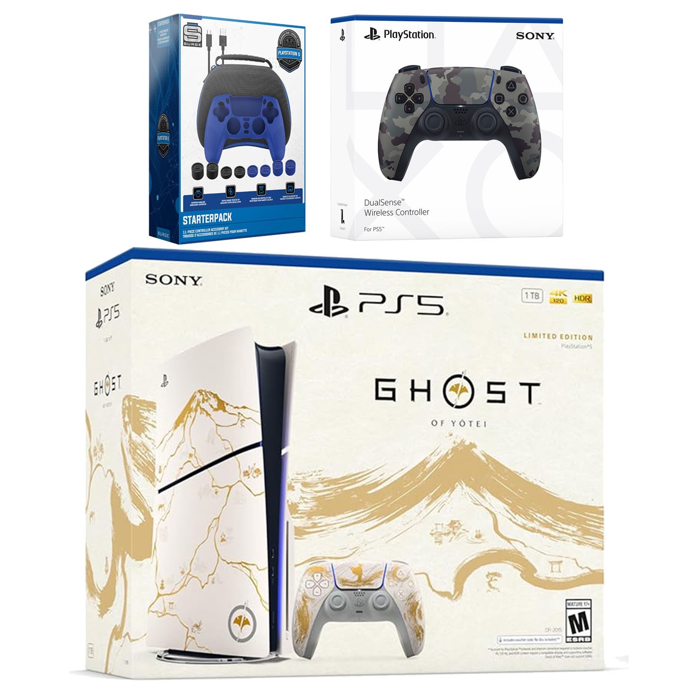 Sony PS5 Ghost of Yotei Disc + Extra Controller + Accessory Kit – Camo
