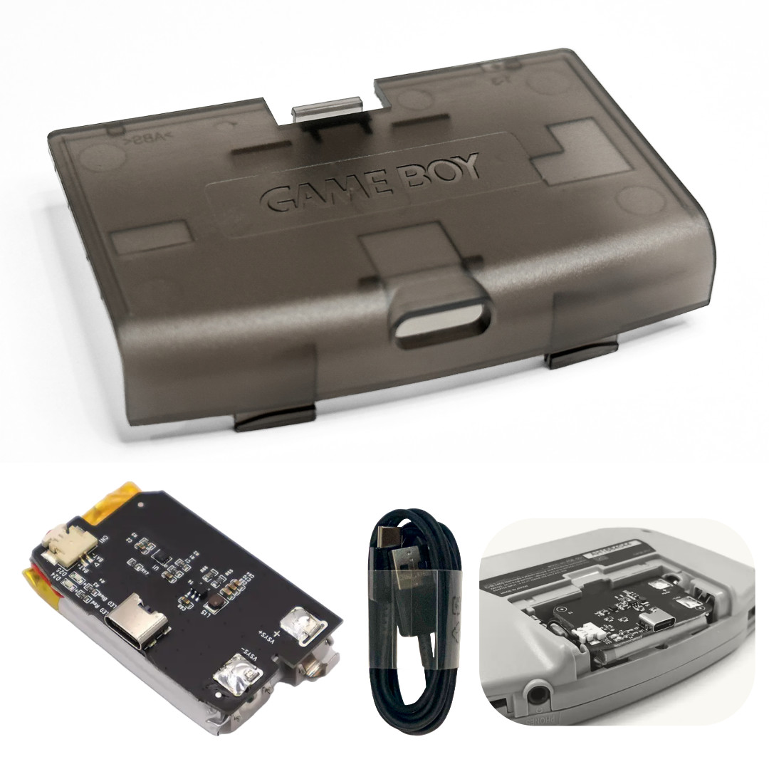Nintendo Game Boy Advance GBA V5 IPS LCD CLEAR BLACK USB-C Rechargeable Battery