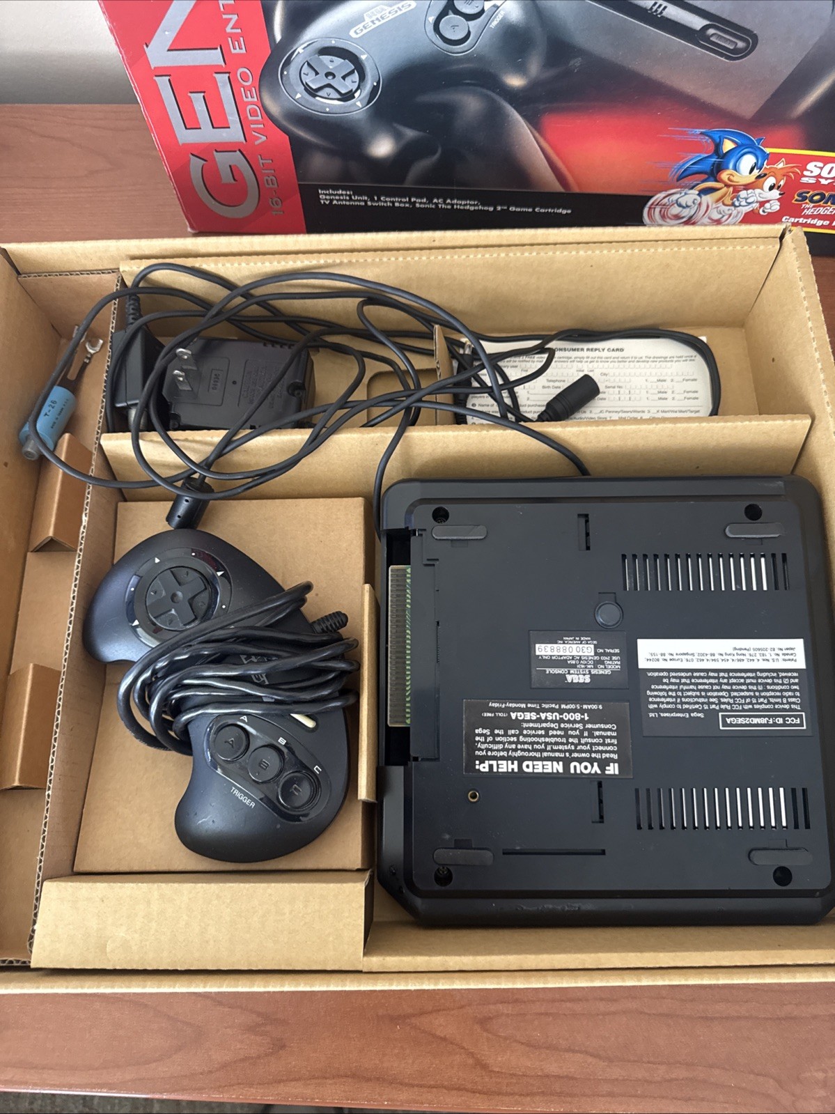 Sega Genesis Console 16 Bit System In Box w/ Controller Manual and Cables