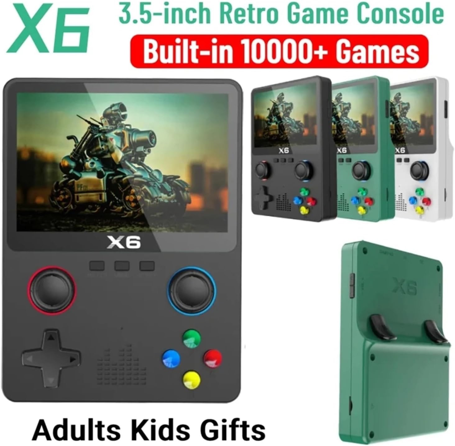 New – X6 Handheld Video Game Console 3.5 In 10000 Games Supports Expansion Cards