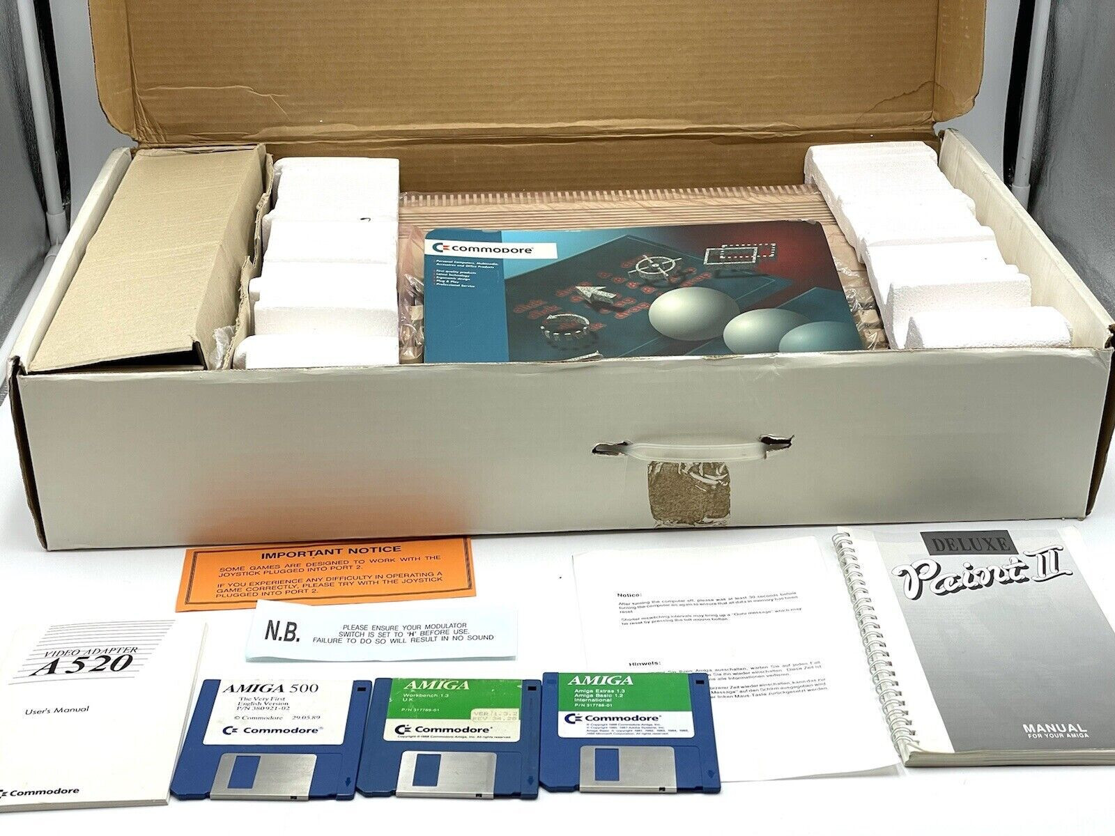 Commodore Amiga 500 Computer Complete In Box Retro Vintage Computing rare#FT3