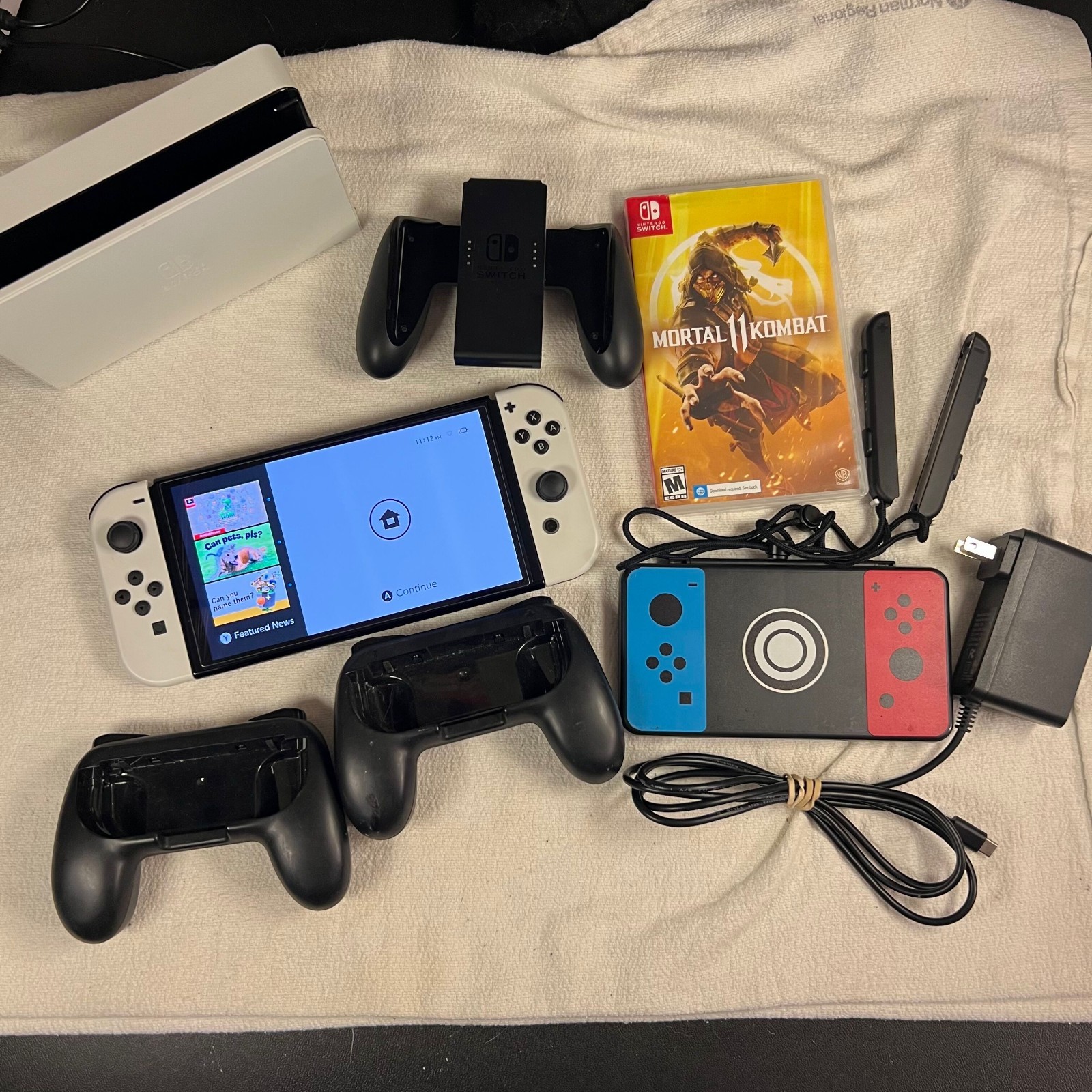 Nintendo Switch OLED Handheld Console White Bundle with MK 11 + Accessories