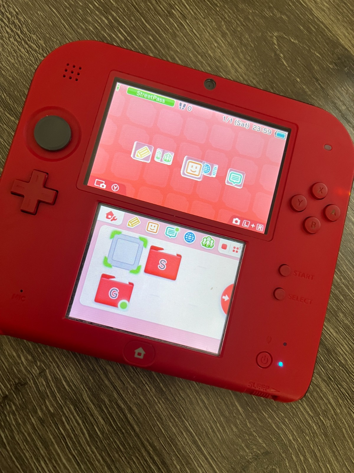 Nintendo 2DS Console Red & Black Bundle w/ Charger + 4GB SD Card Tested & Works