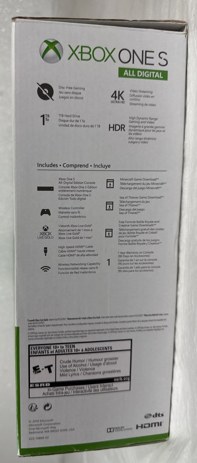 Microsoft Xbox One S All-Digital Edition 1TB Video Game Console – White