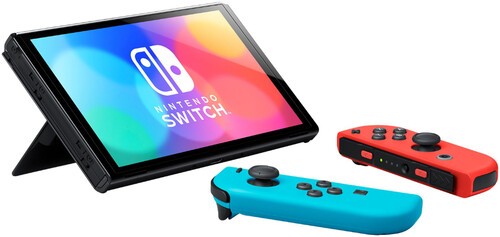 Nintendo Switch (OLED model) with Neon Red & Neon Blue Joy-Con [New ]