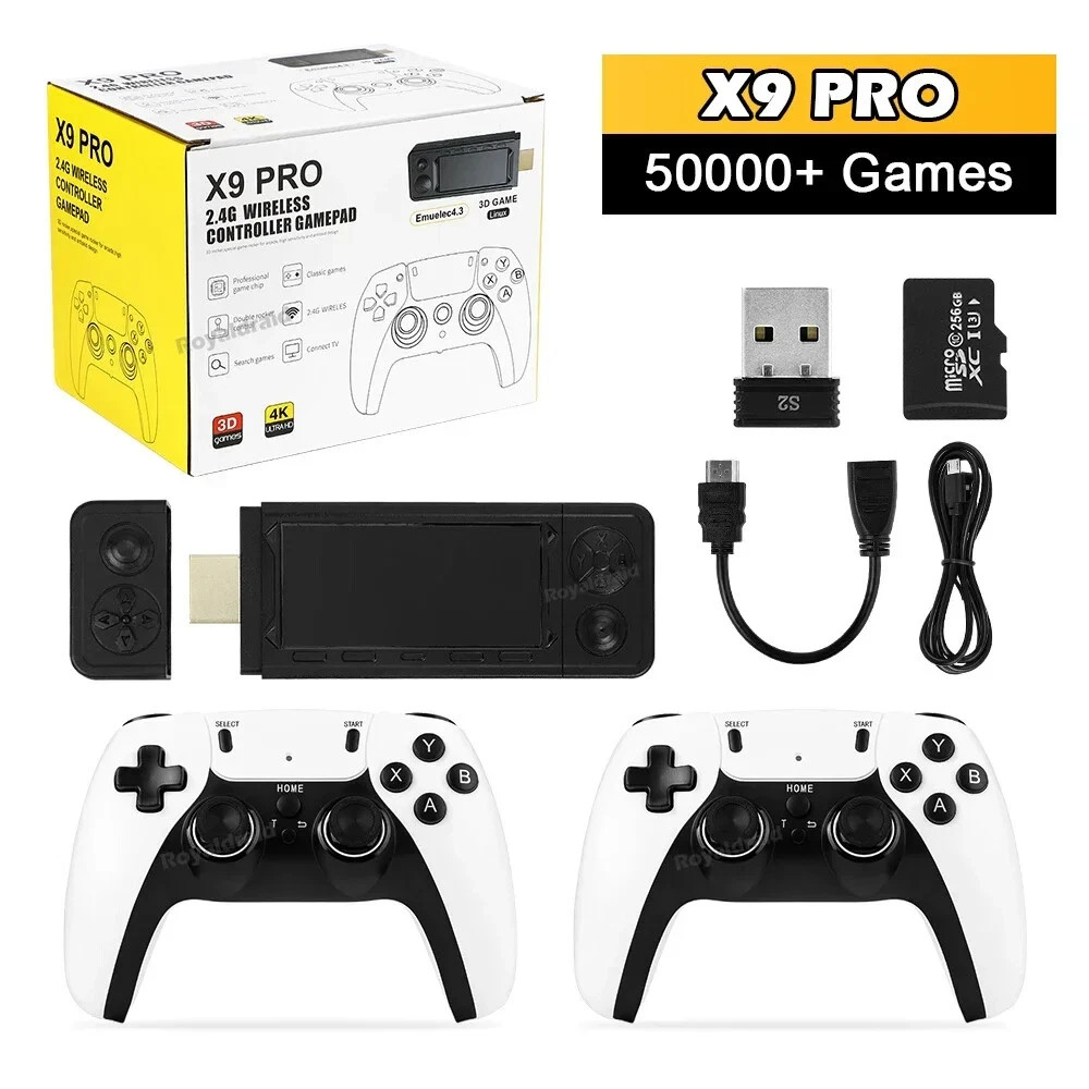 X9 PRO 4K Retro Game Stick TV Console 128G – 40k+ Built-in Games, Dual 2.4G