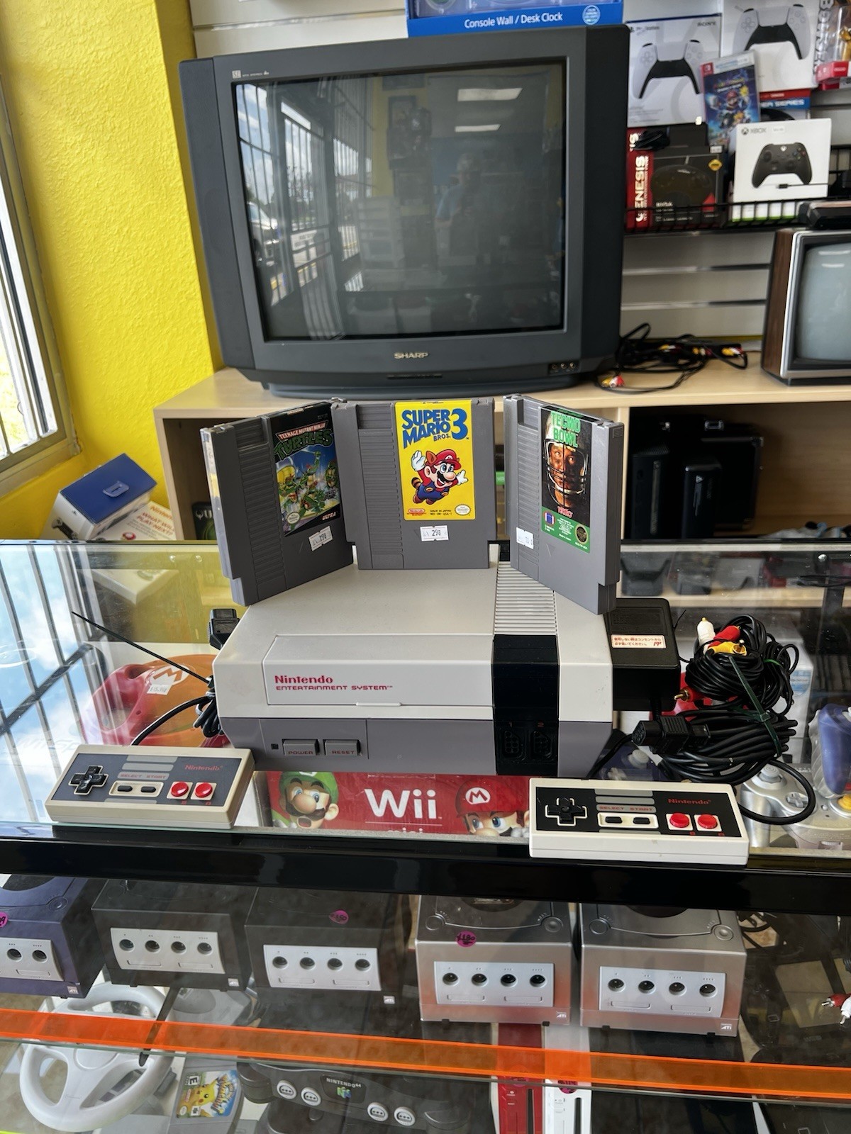 Nintendo NES Gray with 2 Controllers and 3 Games Played and Tested Great Cond
