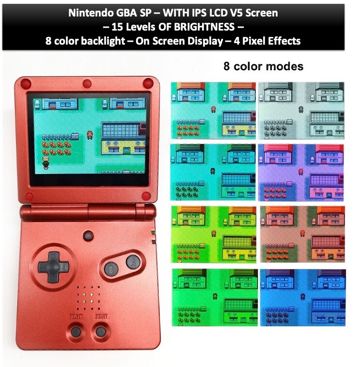 Game Boy Advance GBA SP IPS MOD V5 newest Version OSD 15 Levels of Brightness
