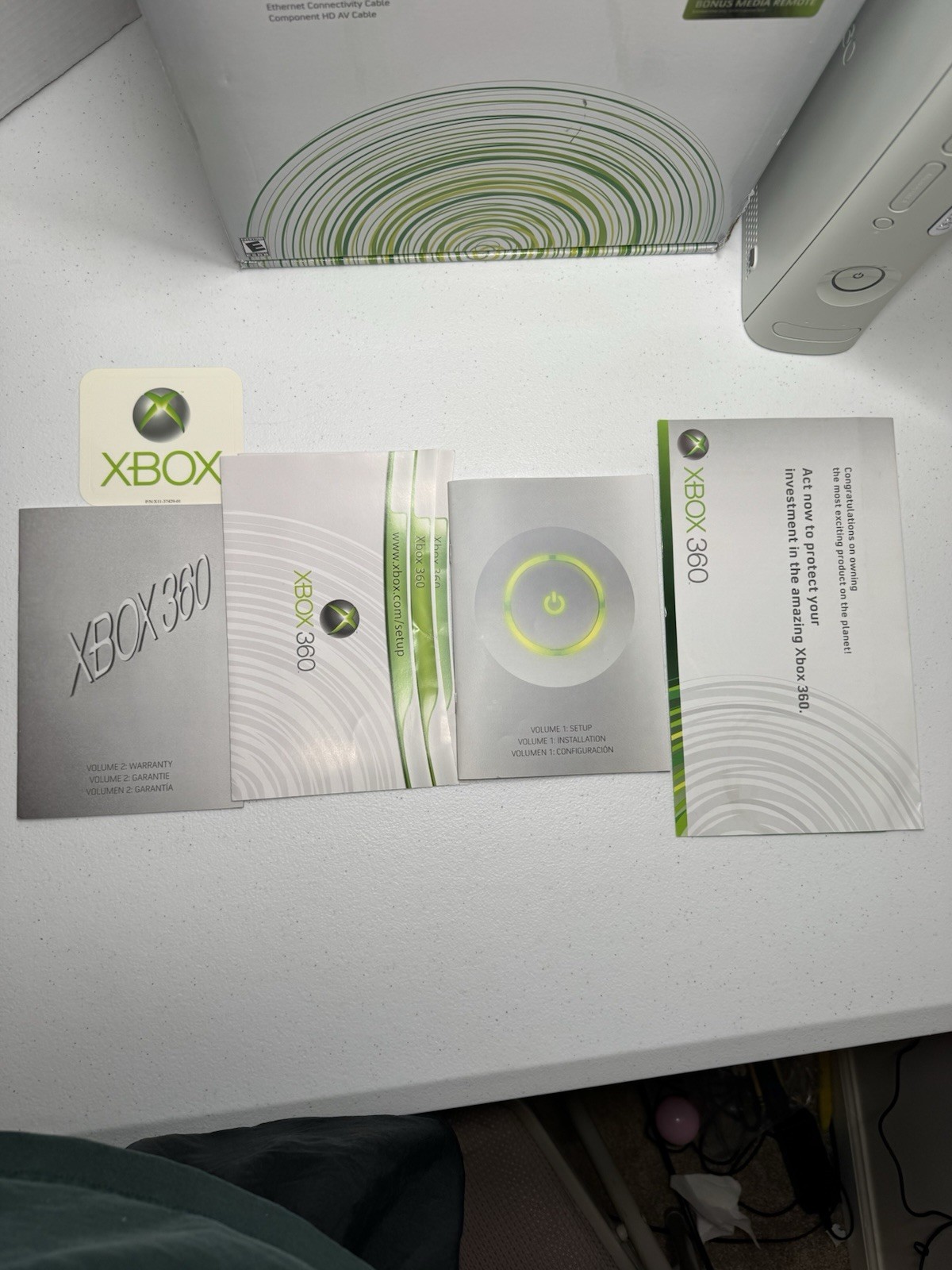 Xbox 360 20gb Console W/ Cables, Controller, Headset, Media Remote Great Cond