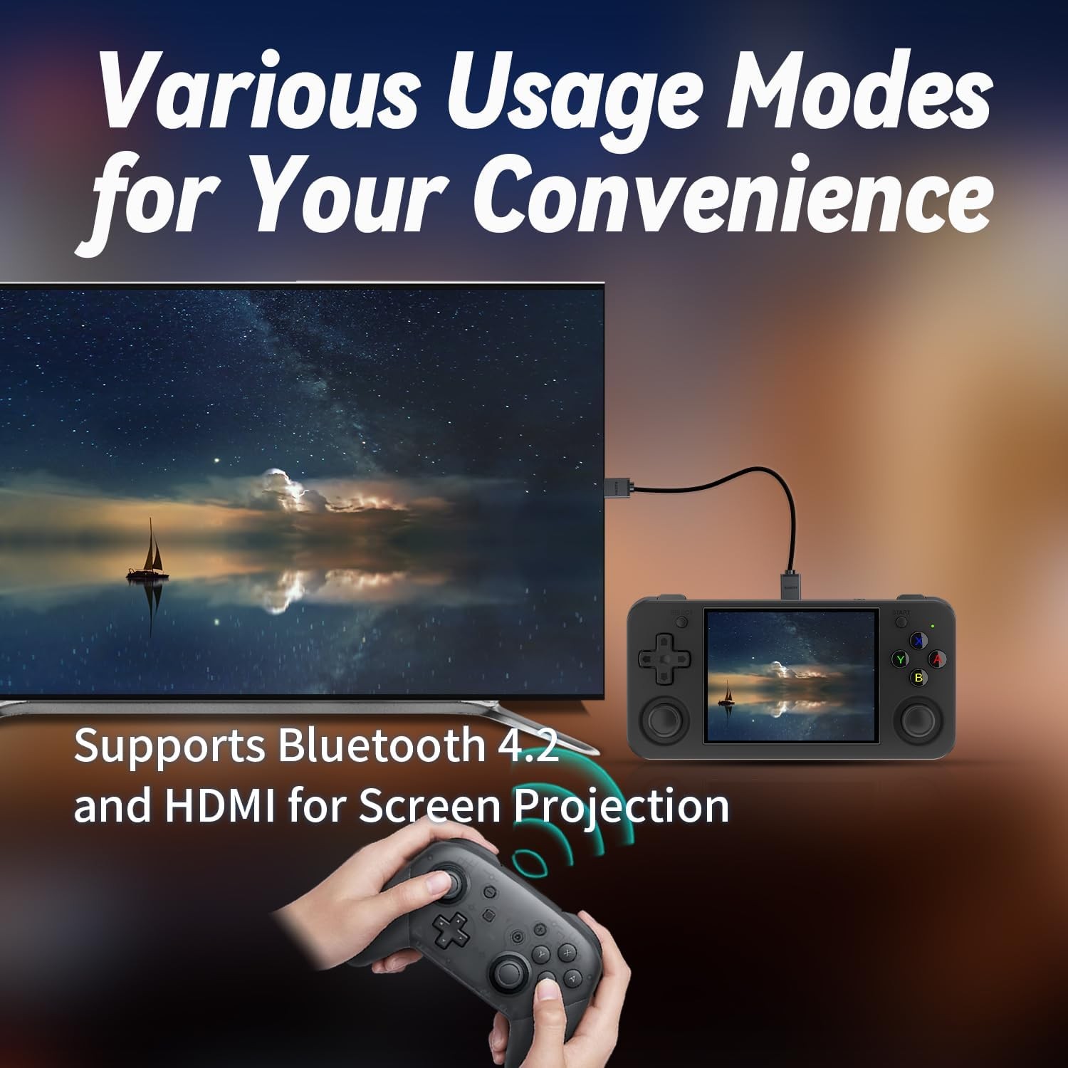 RG35XX HRetro Handheld Game Console 3.5″ IPS 64G TF 3300mAh Linux Black Emulator