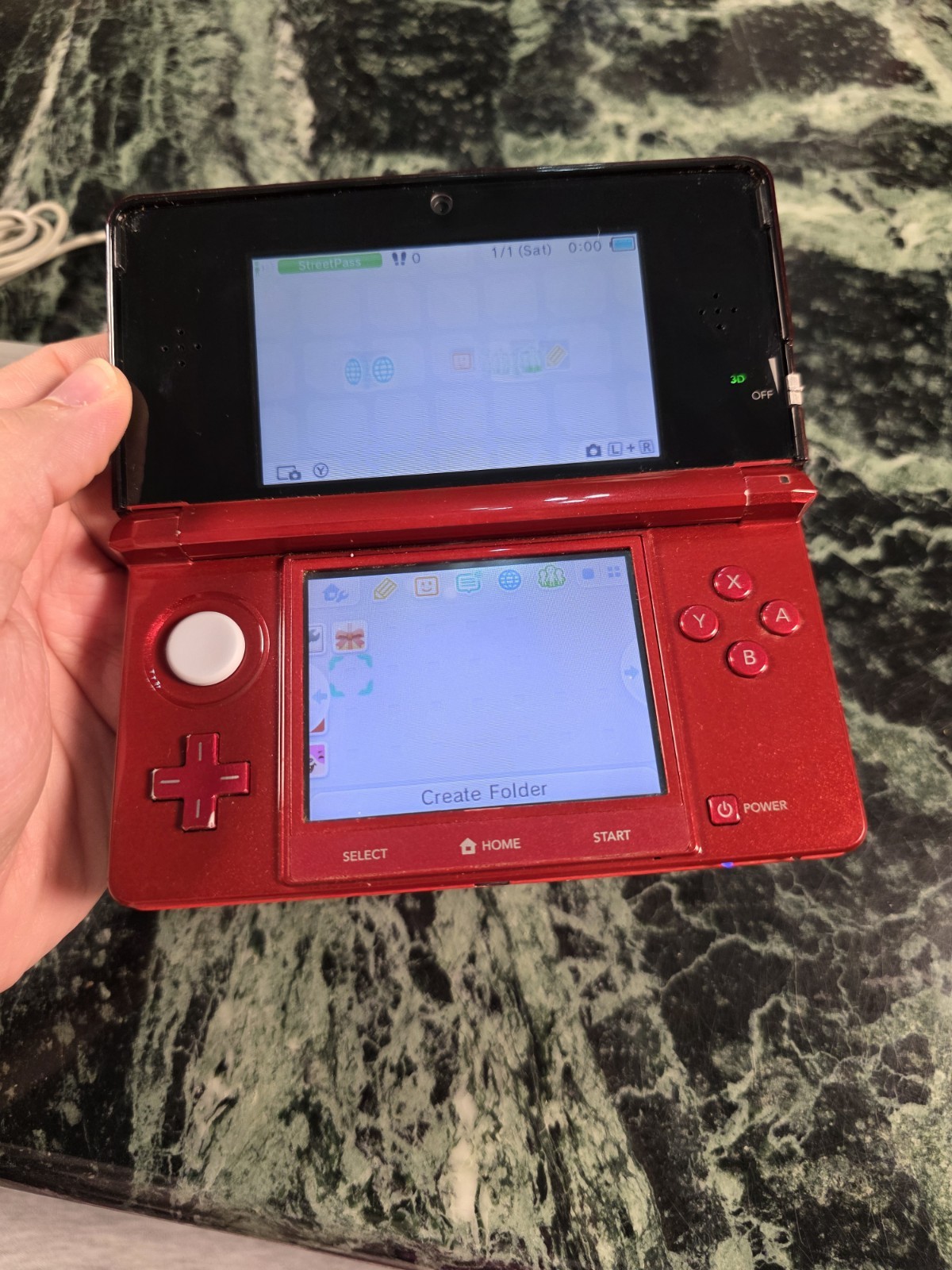 Nintendo 3DS Flame Red Console English US Version TESTED w/Charger + Smash