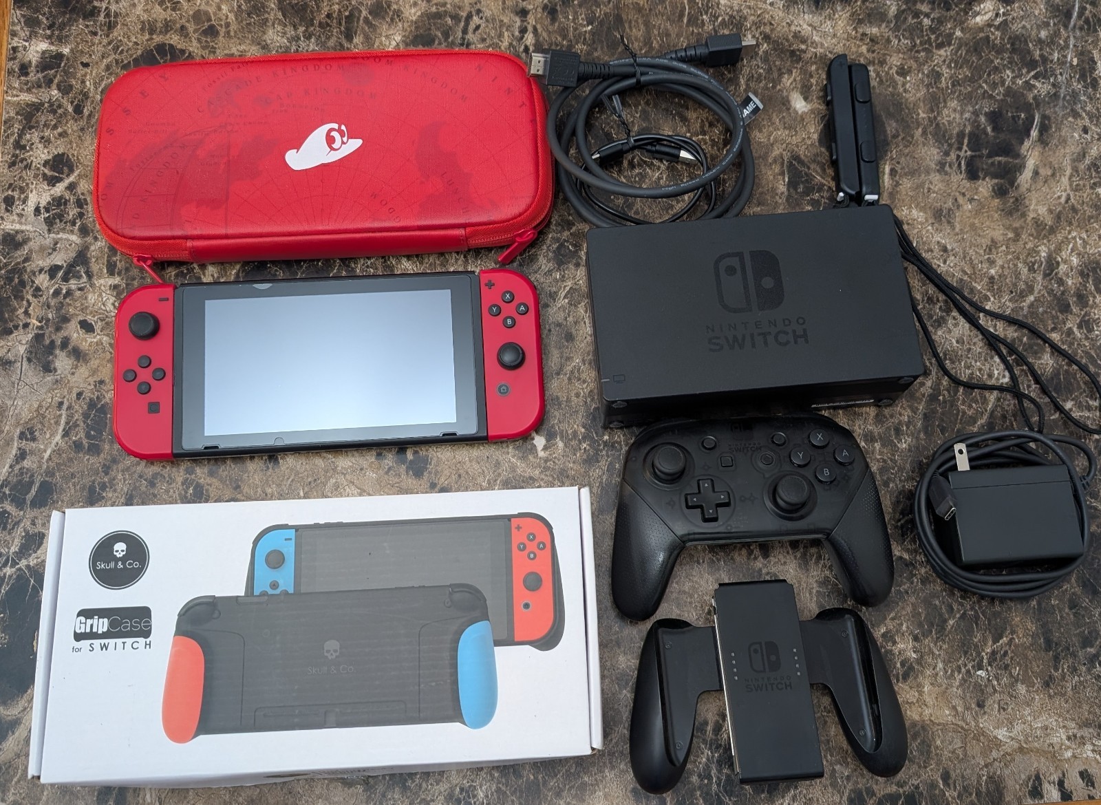 Nintendo Switch Console Red Joy-Cons – W/ Pro Controller + Extras