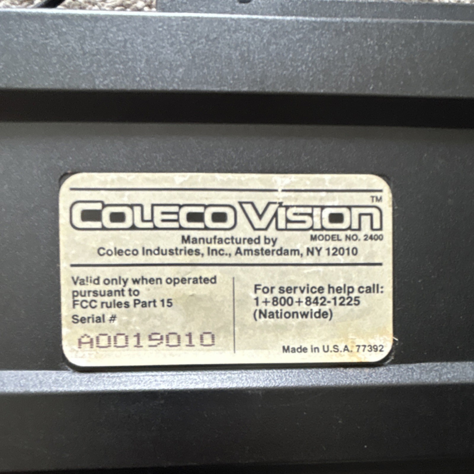 Coleco ColecoVision Console 2400 w/ Box, Power Adapter & 7 Game Cartridges