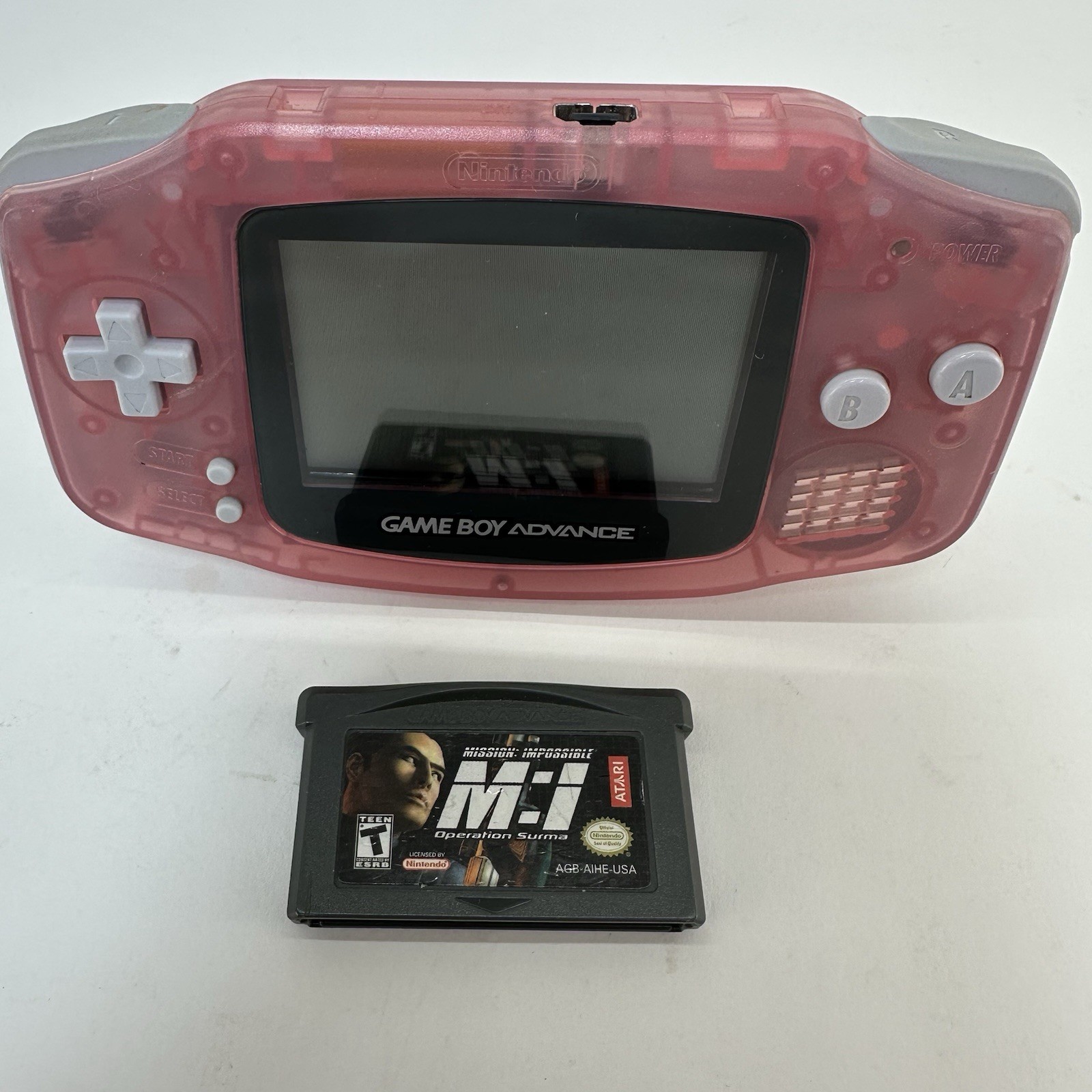 Nintendo Game Boy Advance AGB-001 Transparent Pink Console Bundle Tested Works