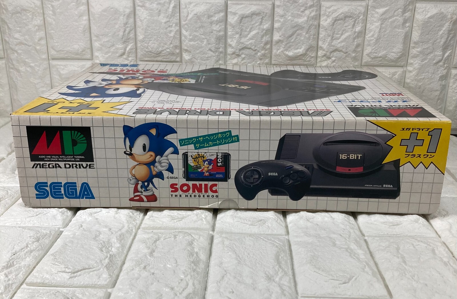 MEGA DRIVE PLUS 1 SONIC Console Boxed Tested System +1 games SEGA Japan#02
