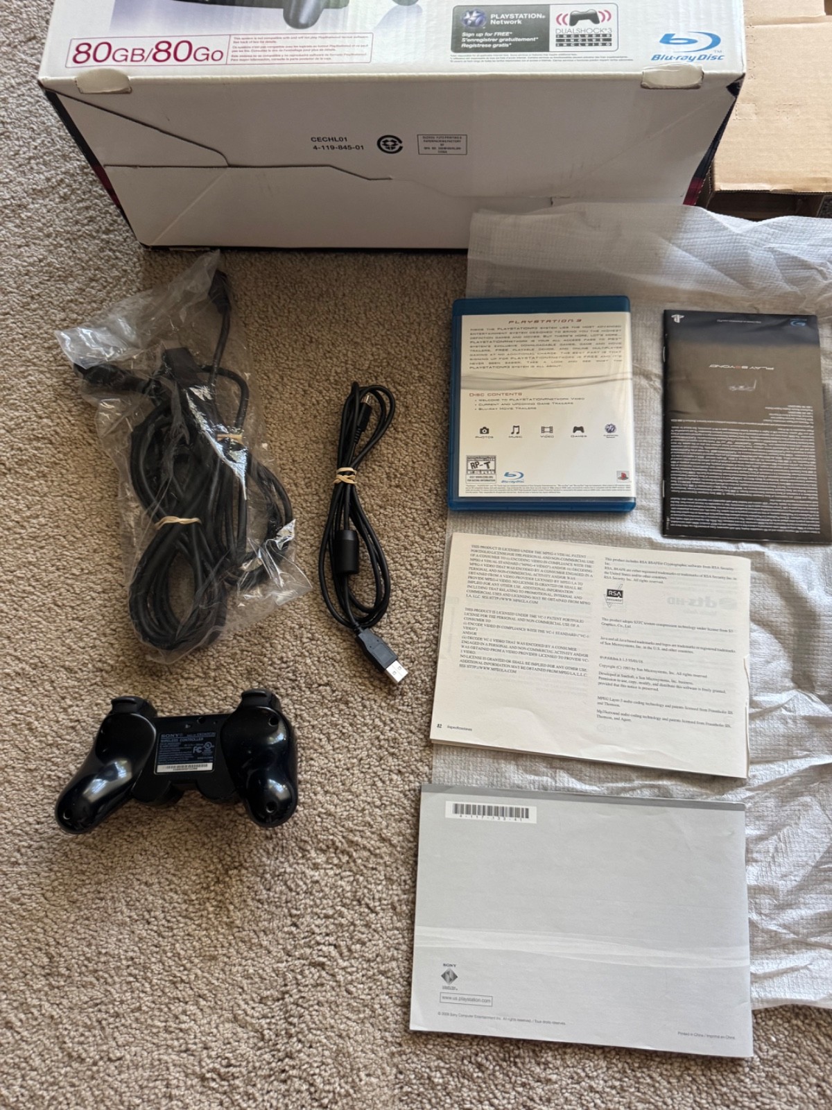 Sony PlayStation 3 PS3 80GB CECHL01 video game system console CIB MATCHING SER #