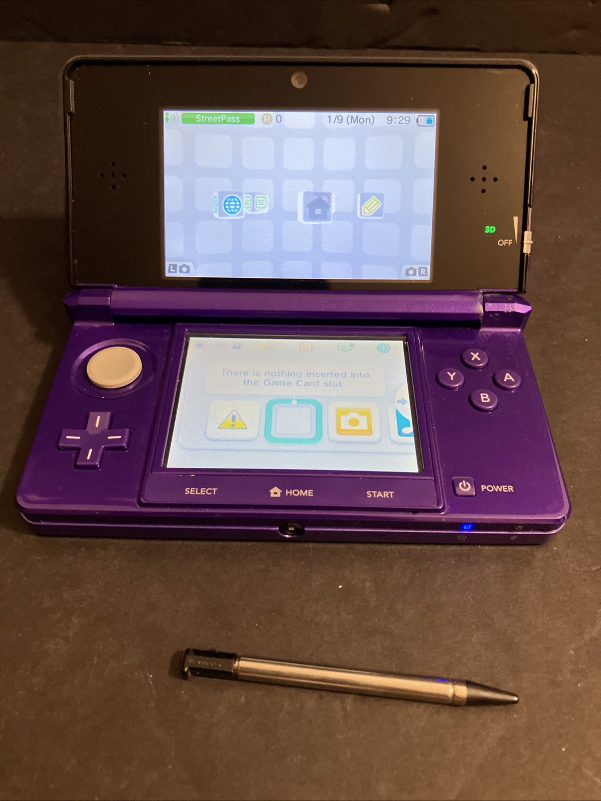 Nintendo 3DS Midnight Purple Handheld Console USA Version CIB Different Serial#