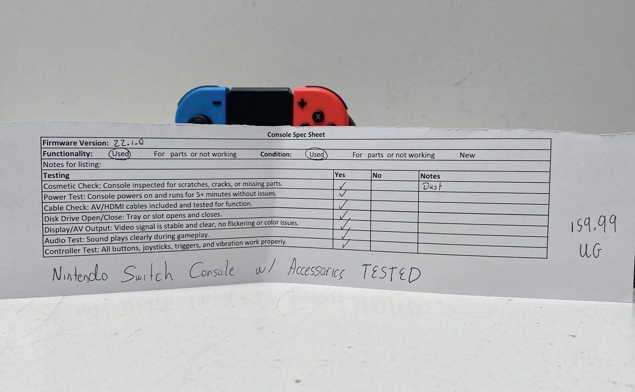 Nintendo Switch Console Neon Blue Red Joy-Con Dock AC Adapter HDMI TESTED