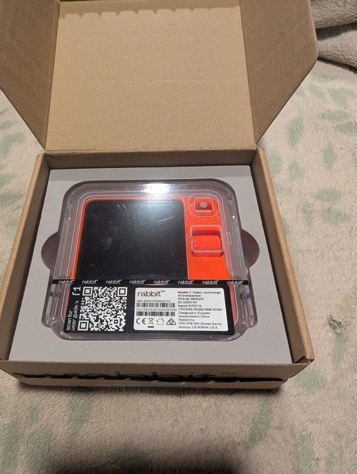 rabbit Orange & Clear Back Case Cell Phone Case Cover. Still Sealed In Plastic.