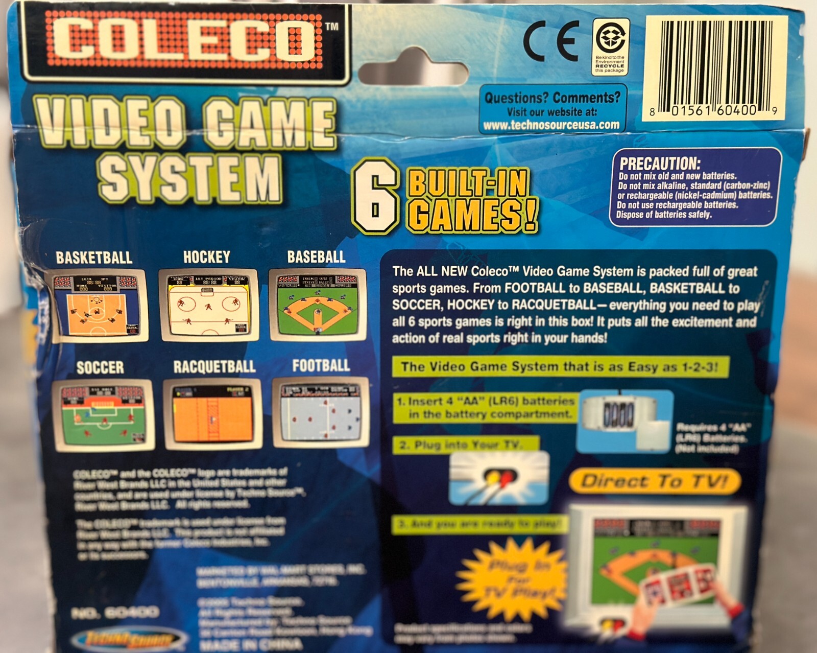 COLECO Video Game System 2005 PLUG IN PLAY TV Controller 6 BUILT IN GAMES!! NIB!