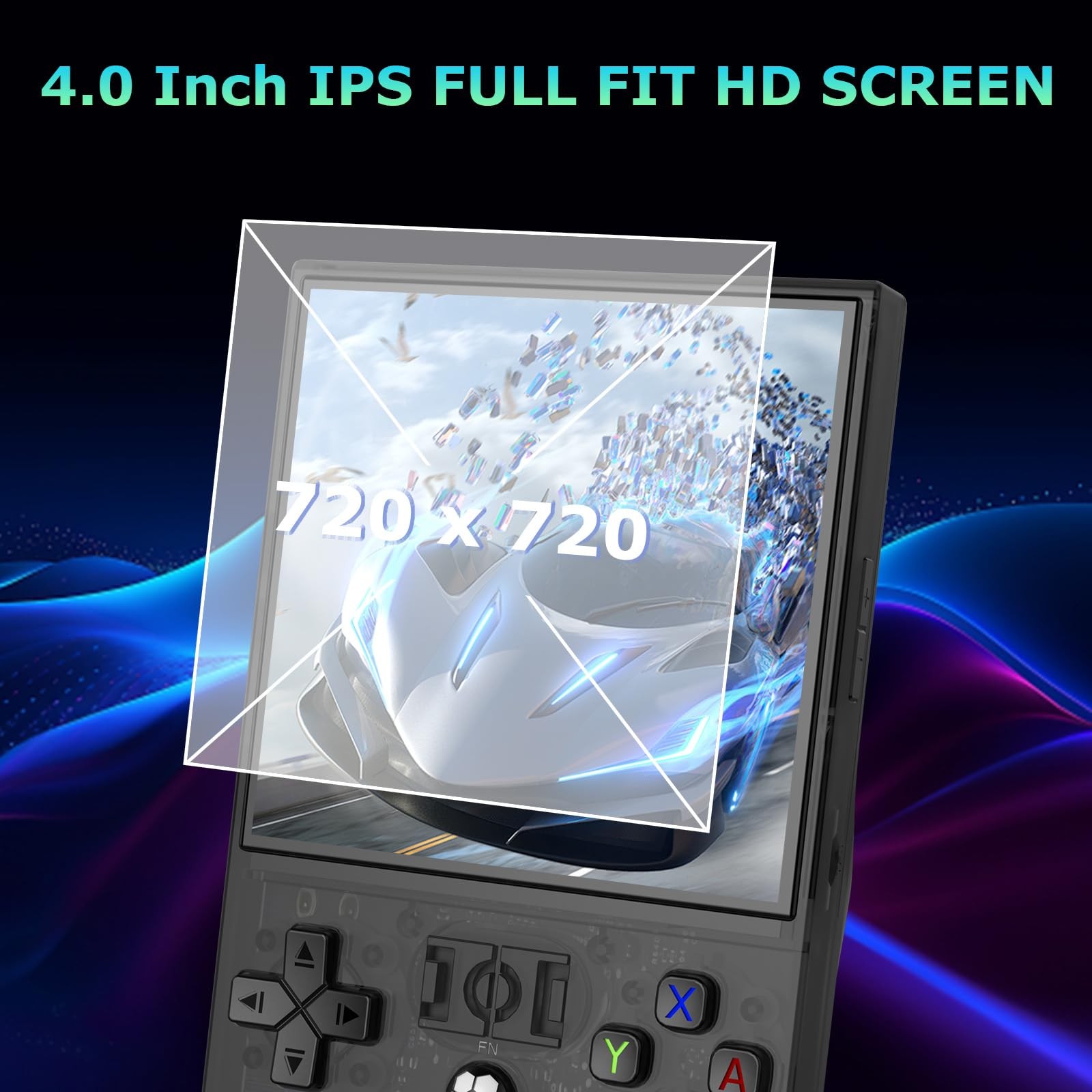 R36MAX Handheld Game Console, Built-in 4000mAh Battery, 4K HD 4″ IPS Glass Sc…