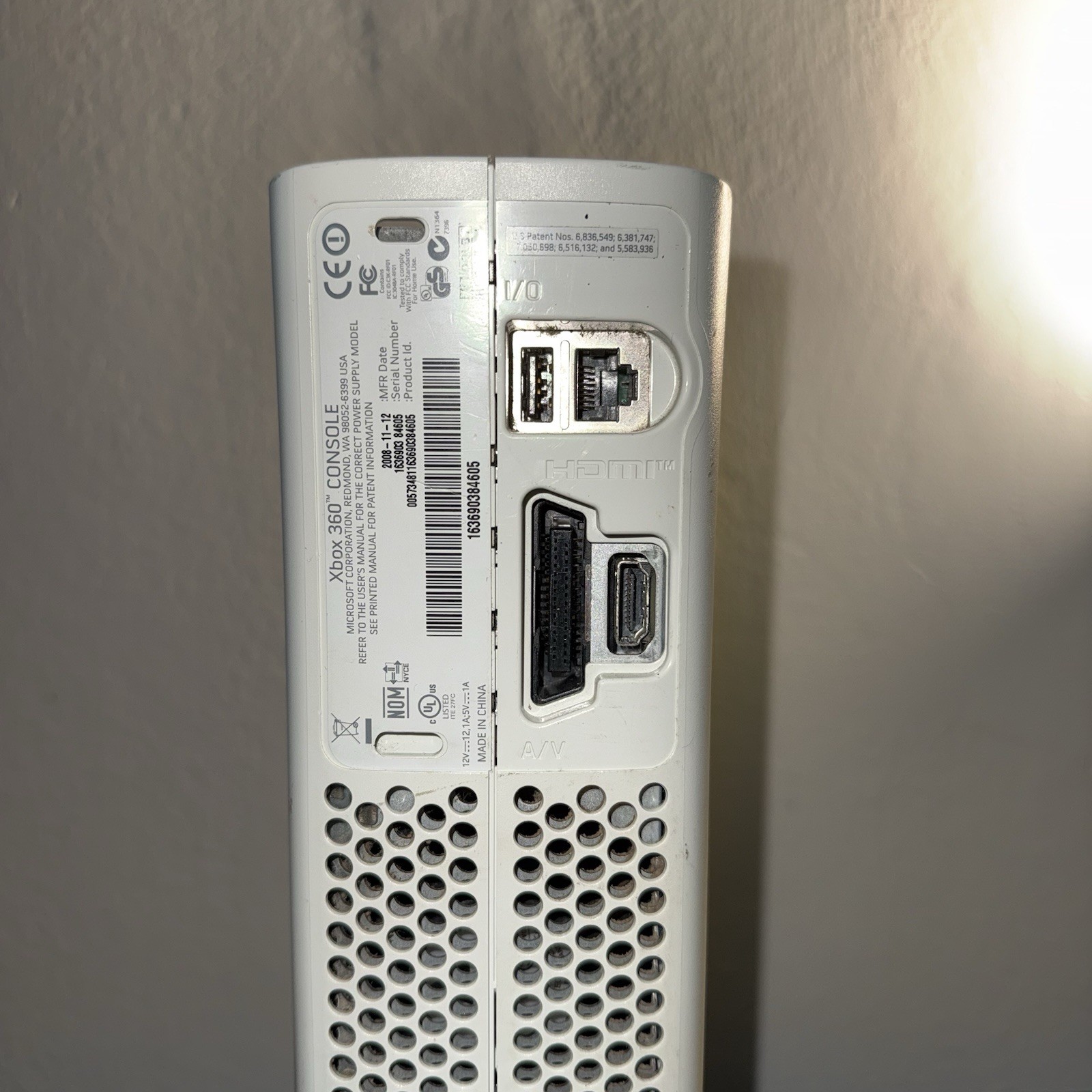 Microsoft Xbox 360 White Home Console Only Untested/ For Parts No Cords