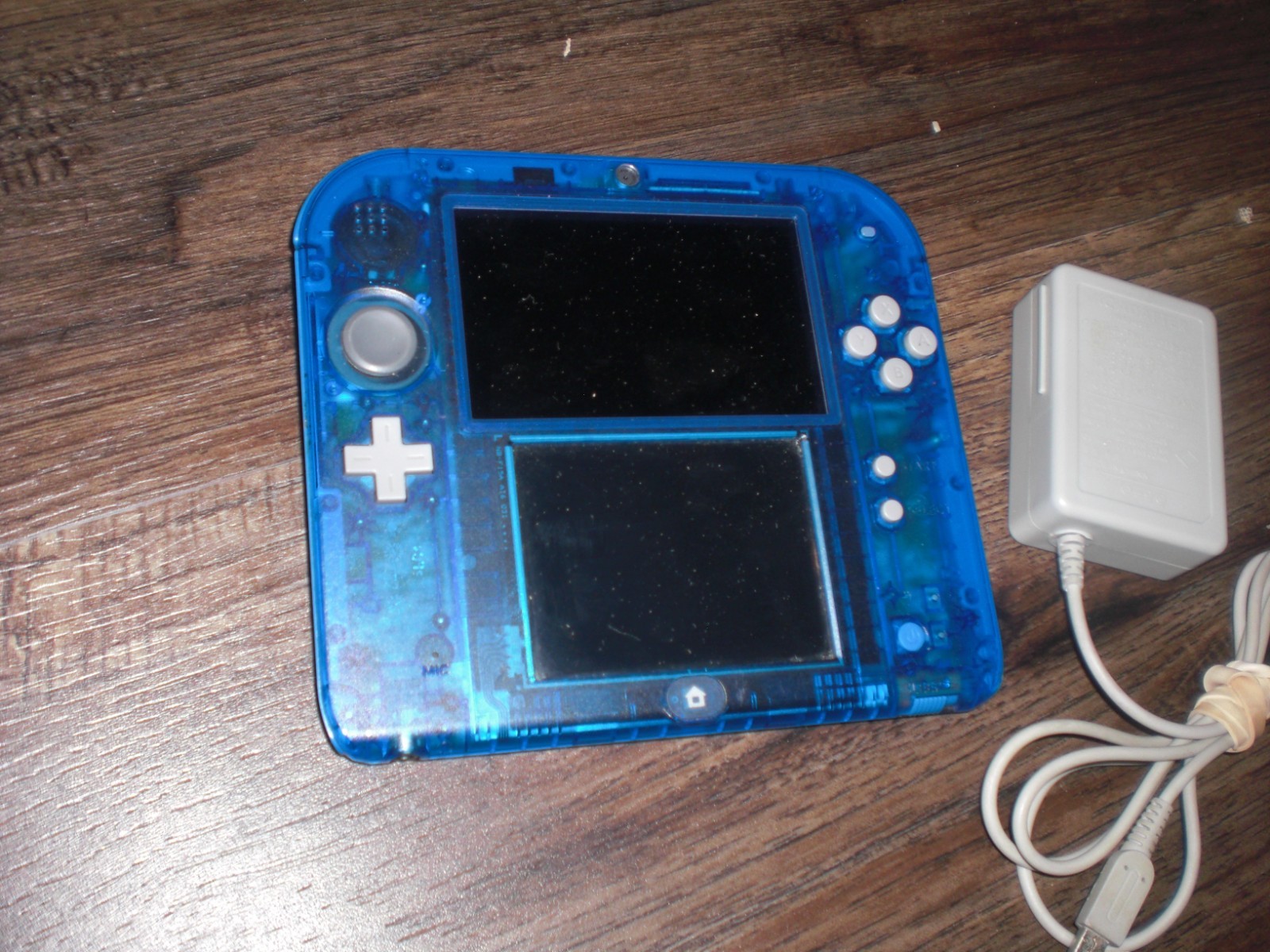 Nintendo 2DS Crystal Blue Transparent Clear Console System NTSC U.S. USA Tested
