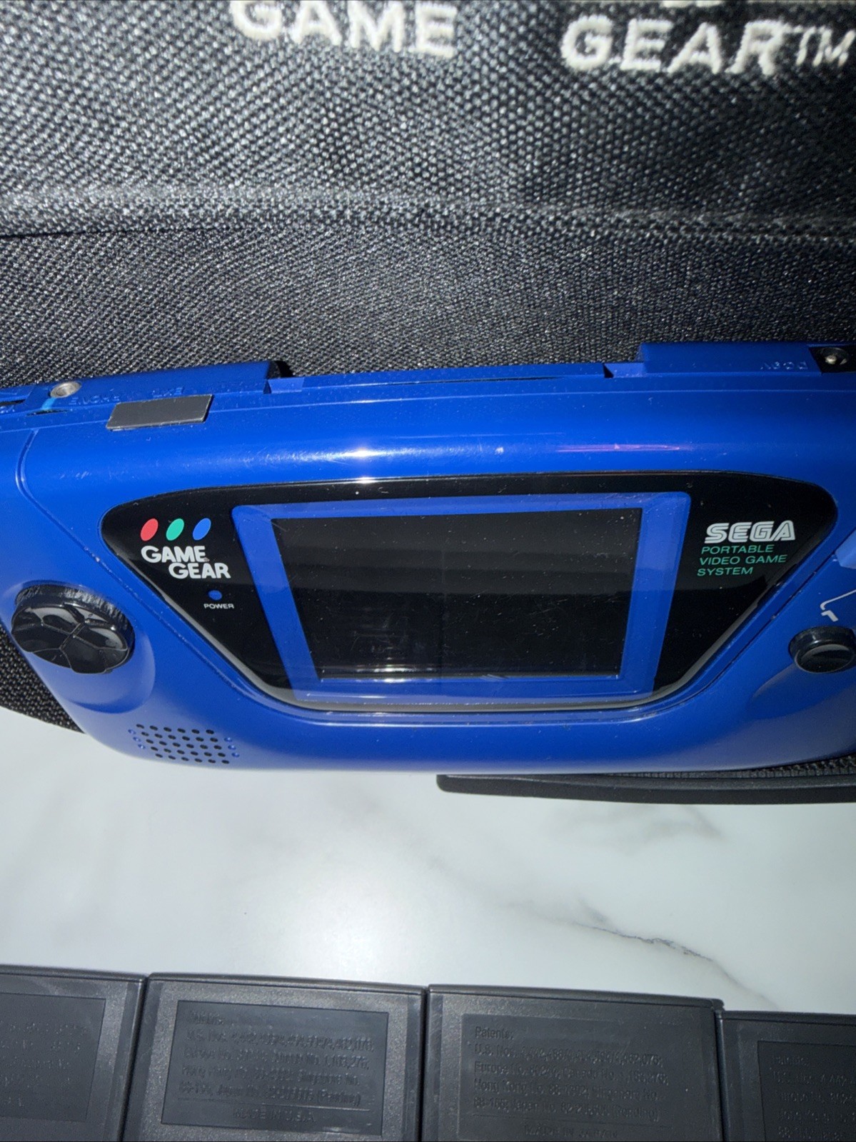 SEGA Game Gear Blue Console Bundle w/ Case & 4 Games Sonic & BB ⚾️ Repair/Parts