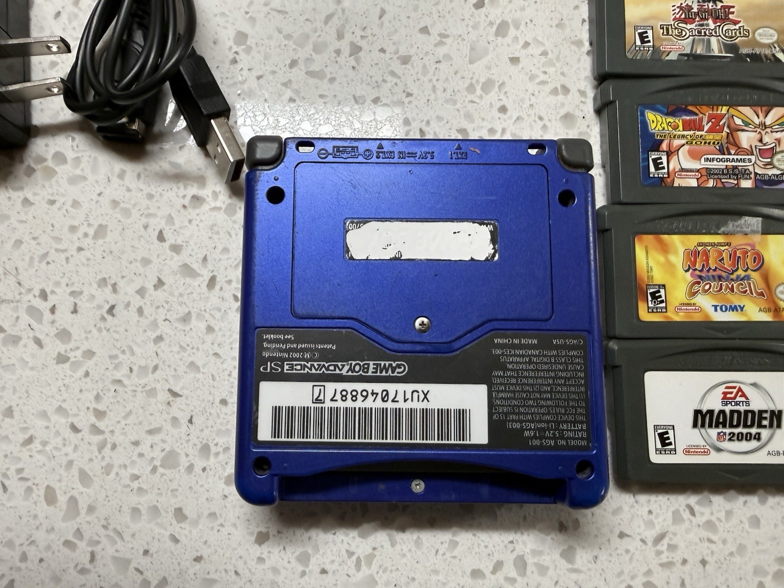 Game Boy Advance SP Blue AGS-001 Bundle w/ Charger, & 12 Games Working READ