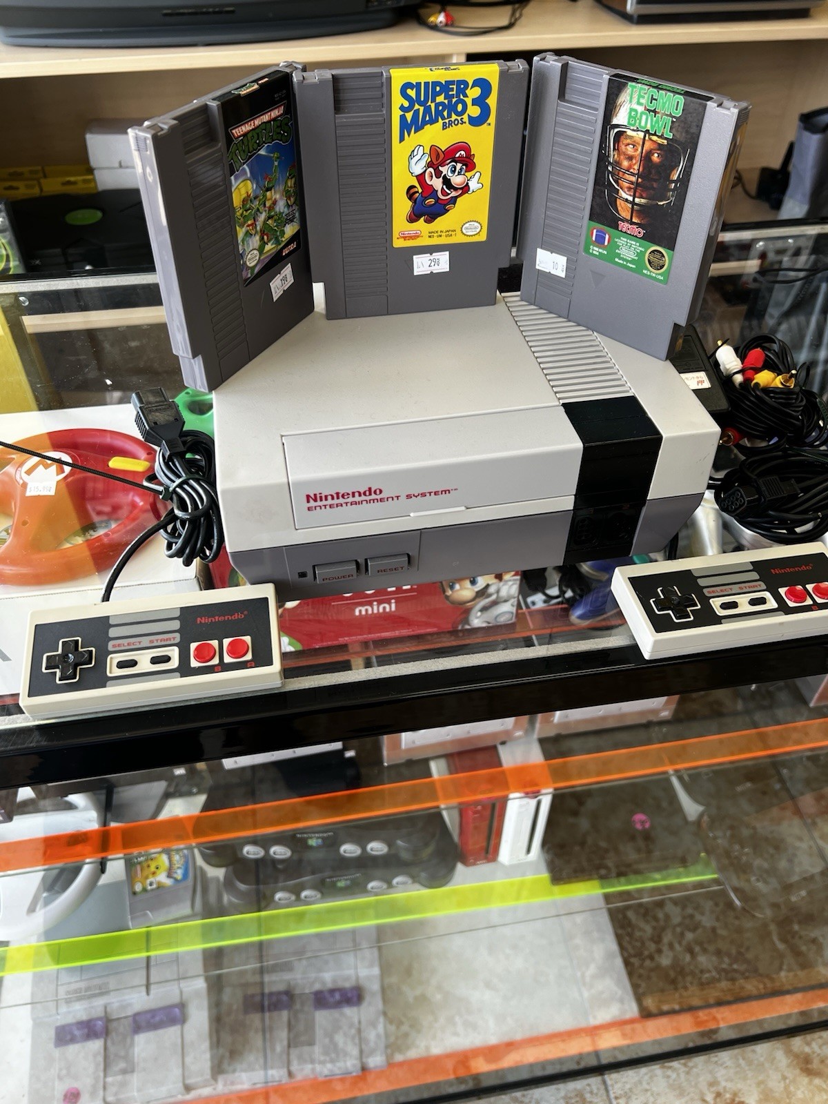 Nintendo NES Gray with 2 Controllers and 3 Games Played and Tested Great Cond