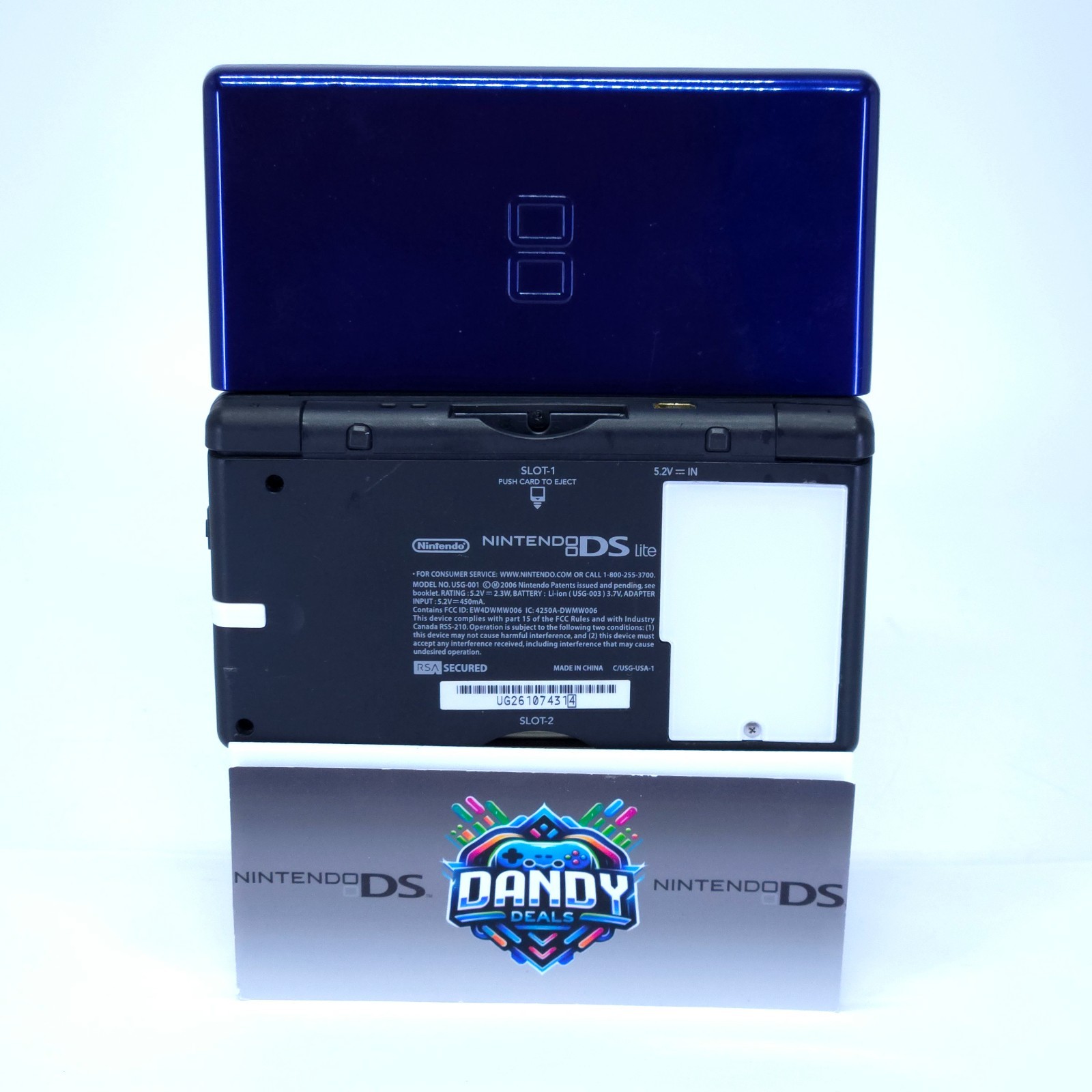 DS Lite Console Nintendo Blue W/ Charger + Usg-001 – Bottom Display Imperfection
