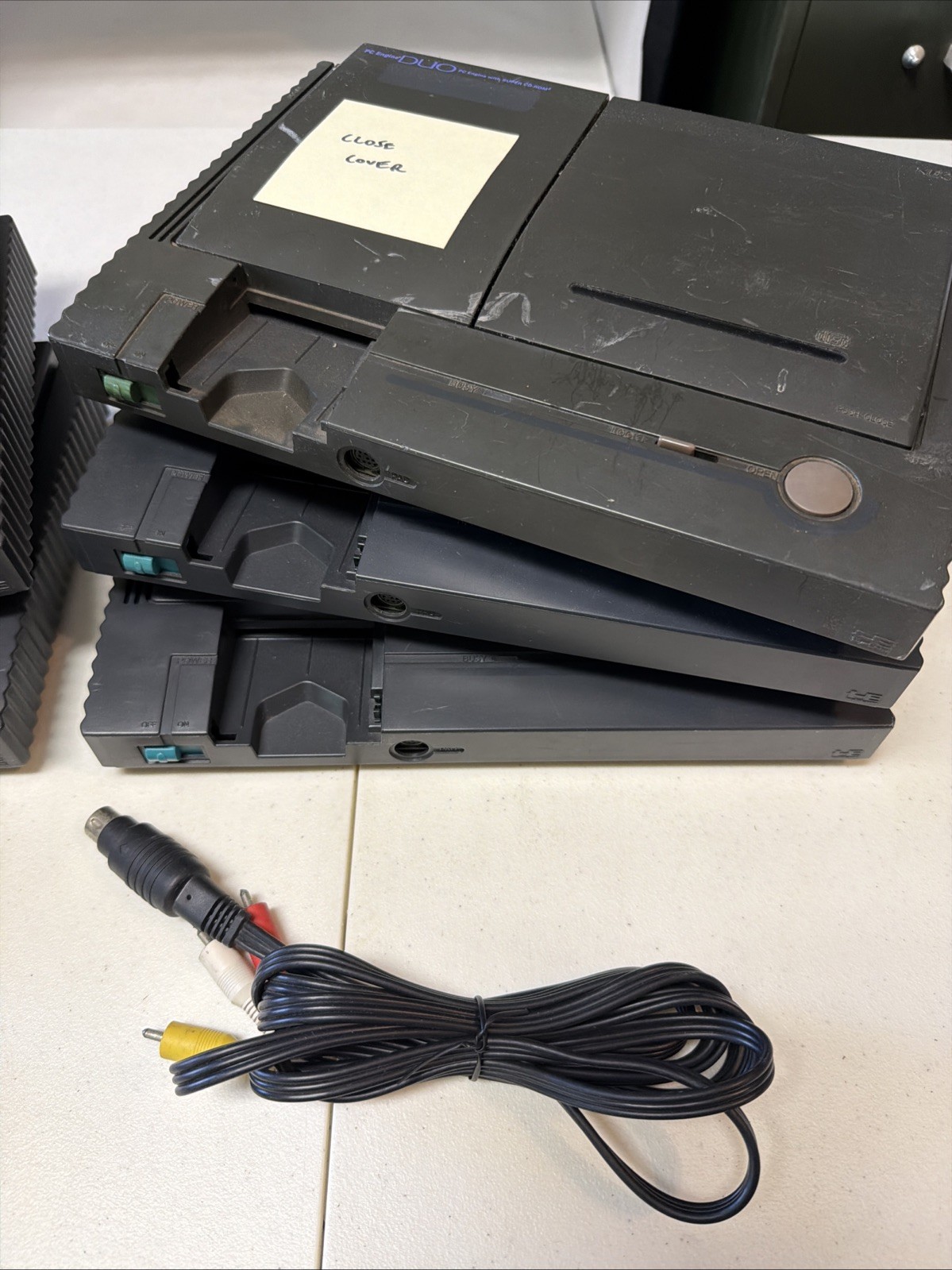(6) PC-Engine JUNK DUO Console System Lot «Not Working», HuCard works, no cd