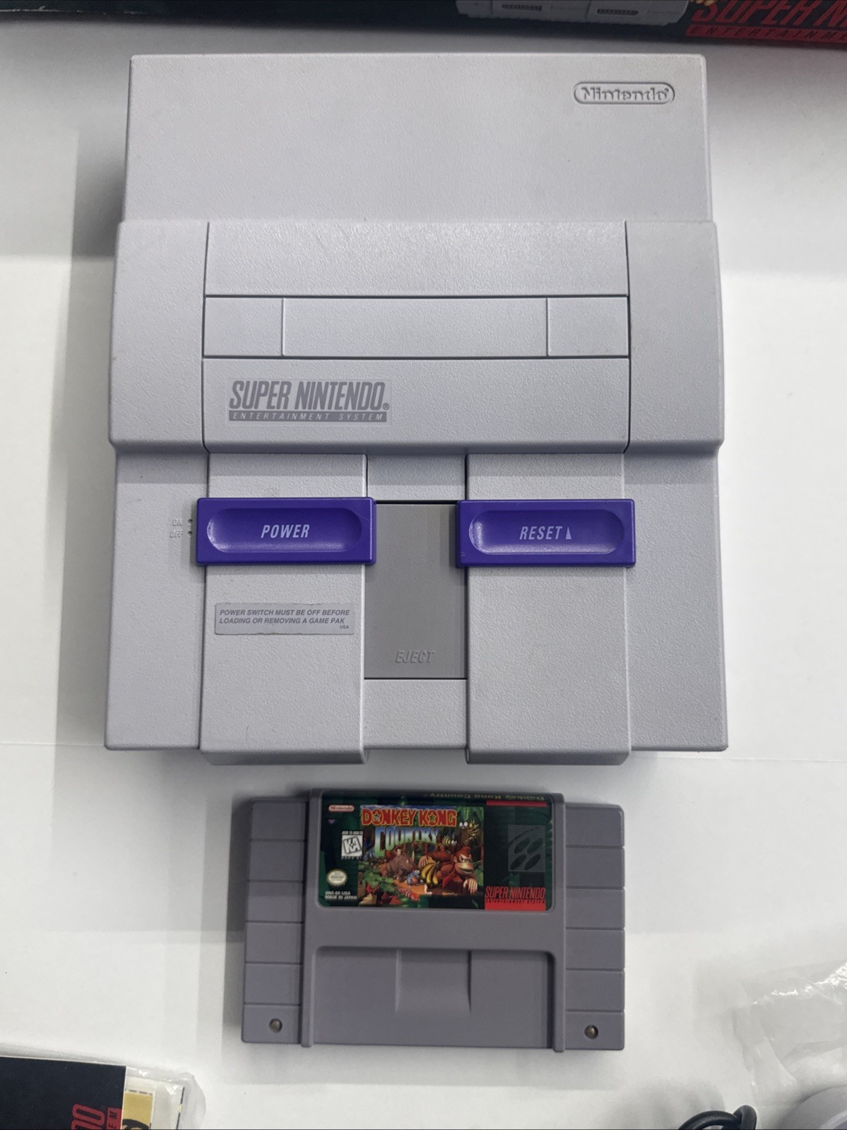 SNES – Super Nintendo Donkey Kong Country Set Console Almost Complete In Box