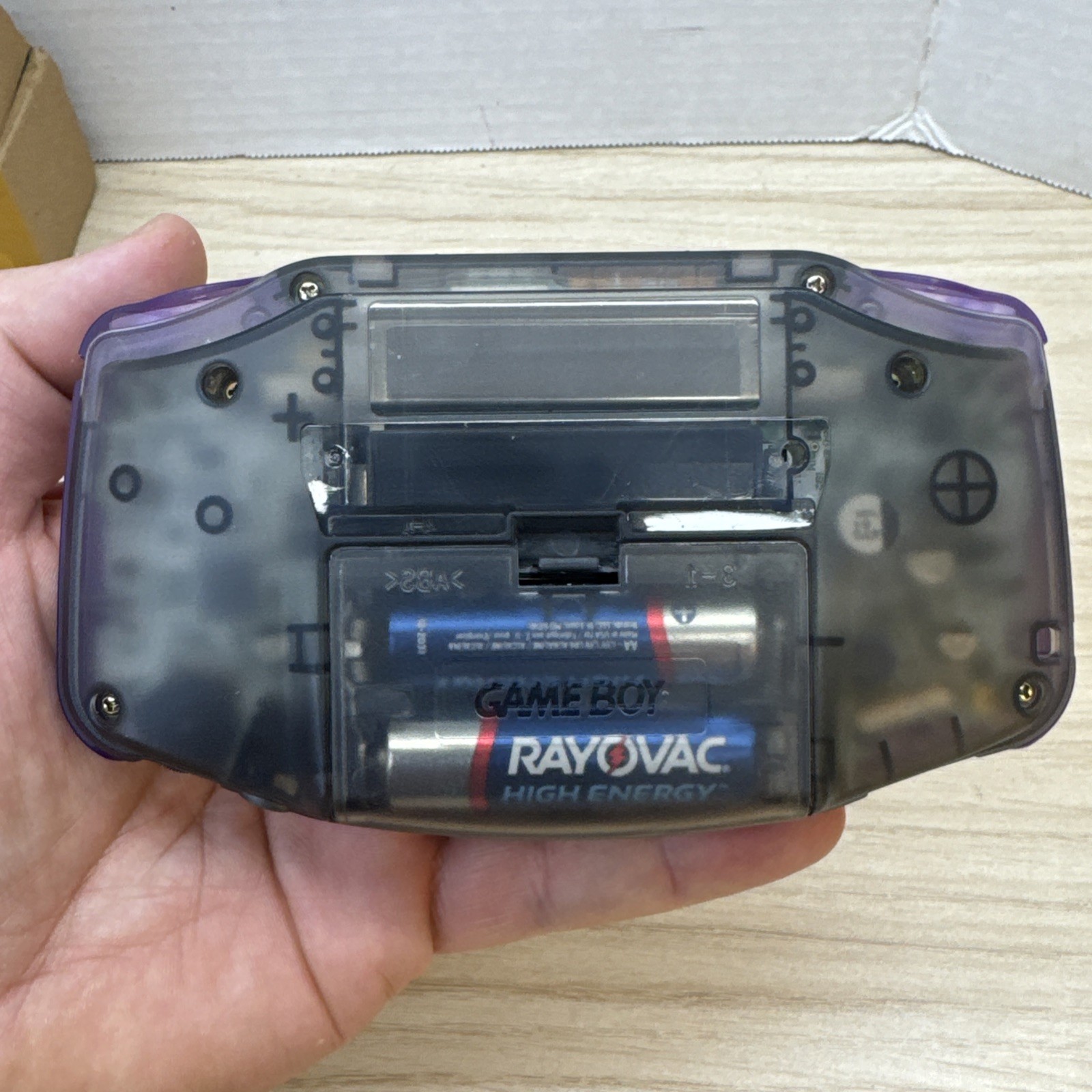 Nintendo Game Boy Advance Custom IPS V3 Backlit 720×480 Clear Black Purple