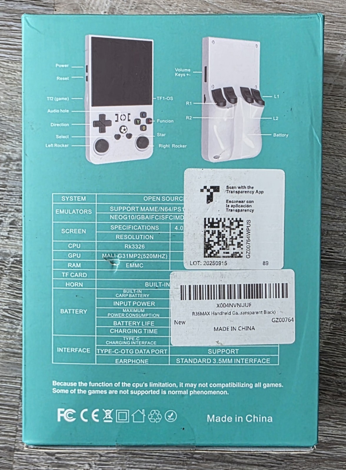 Open Source R36MAX Portable Rechargeable Handheld Retro Game Console