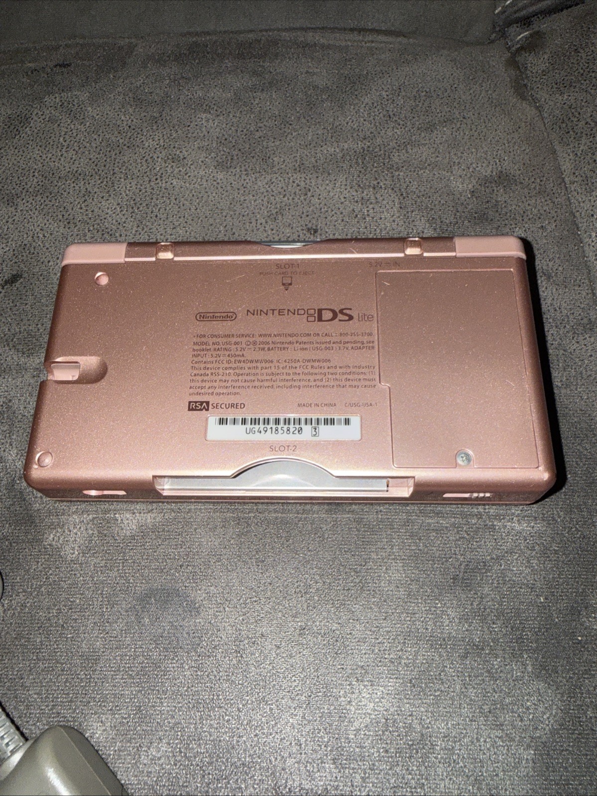 Nintendo DS Lite Handheld Game Console USG-001 Metallic Rose w Charger – Tested