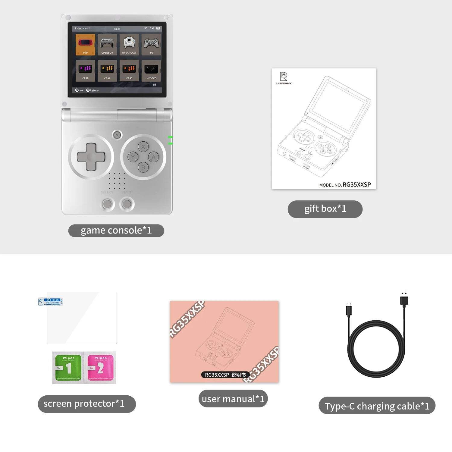 ANBERNIC RG35XXSP Retro Flip Handheld Game Console 3.5″ IPS Screen Linux H700 Vi