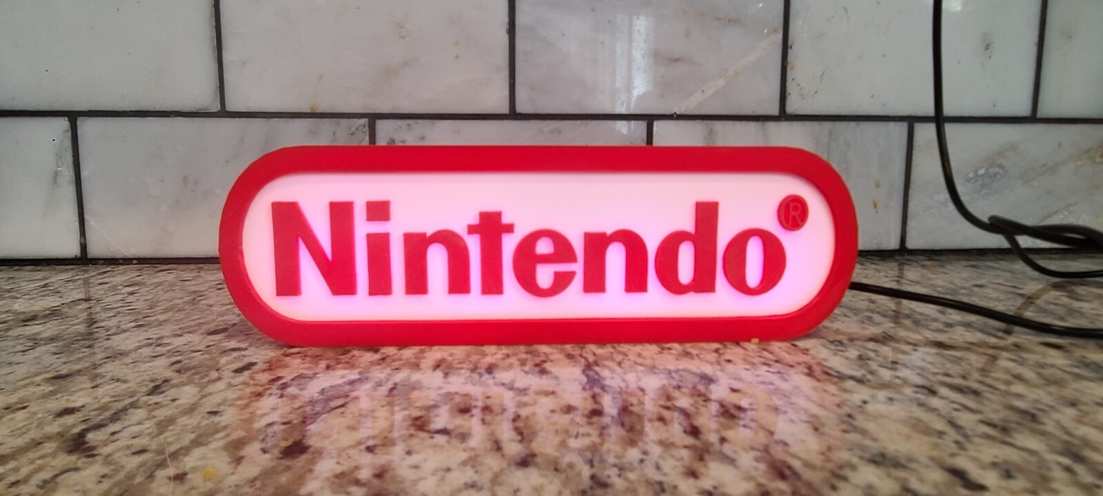 Nintendo Logo Art Light Up Sign, Bluetooth Controlled Via App, USB Powered, NES