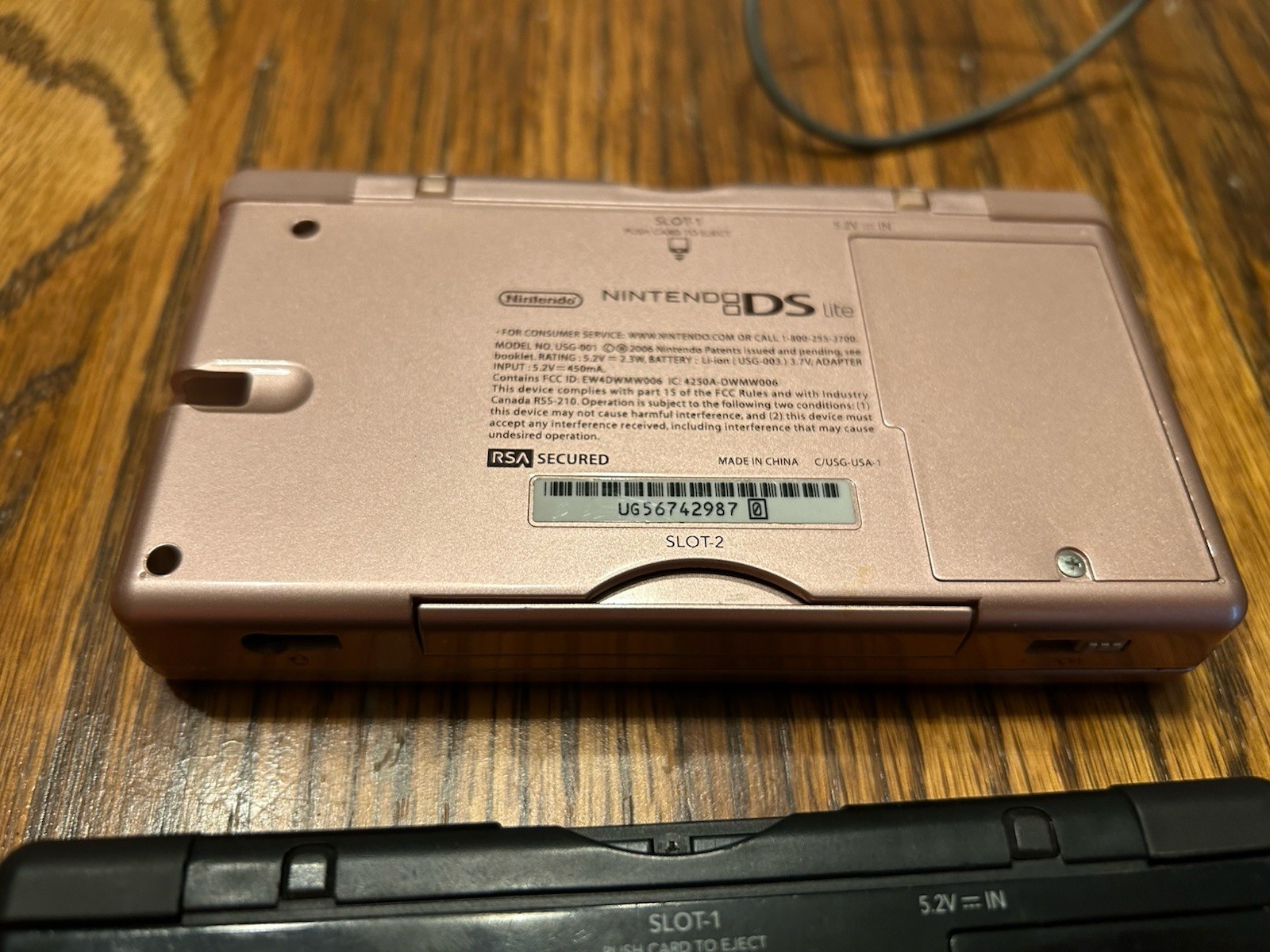Nintendo DS Lite Metallic Rose Gold Pink Console w/ Charger and Black DS READ