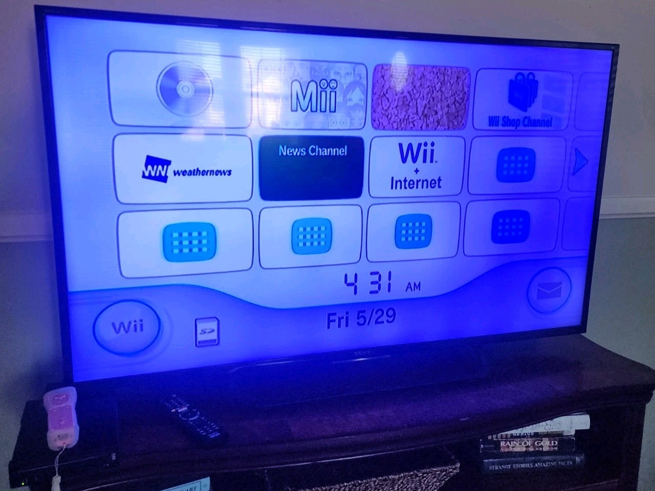 Black Nintendo Wii RVL-001 Motion Plus Console 2 Controllers Cables Mount Works!